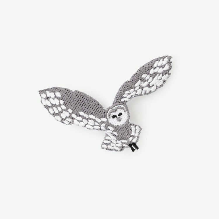 SOU・SOU 刺繡胸針 / 貓頭鷹 銀灰色