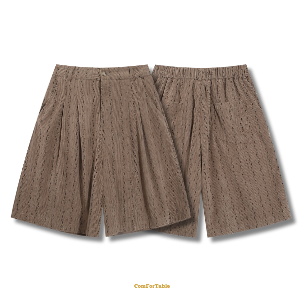 復古小草紋燈芯絨短褲