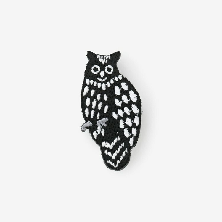 SOU・SOU 刺繡胸針 / 貓頭鷹 黑色