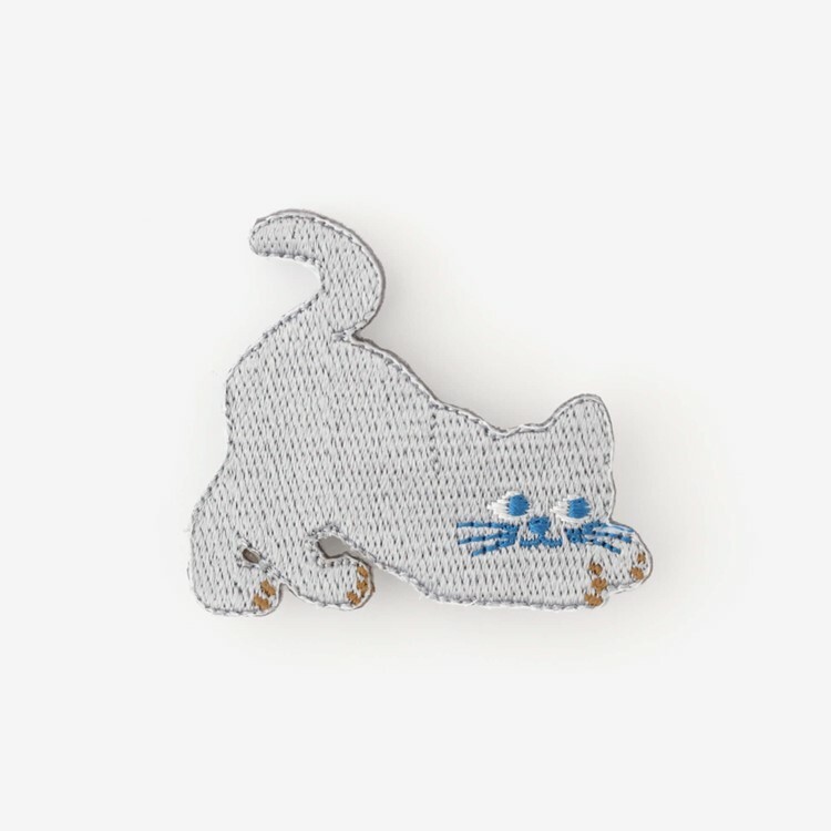 SOU・SOU 刺繡胸針 / 銀貓
