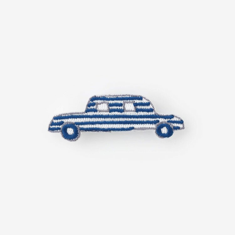 SOU・SOU 刺繡胸針 / 汽車 藍白條紋