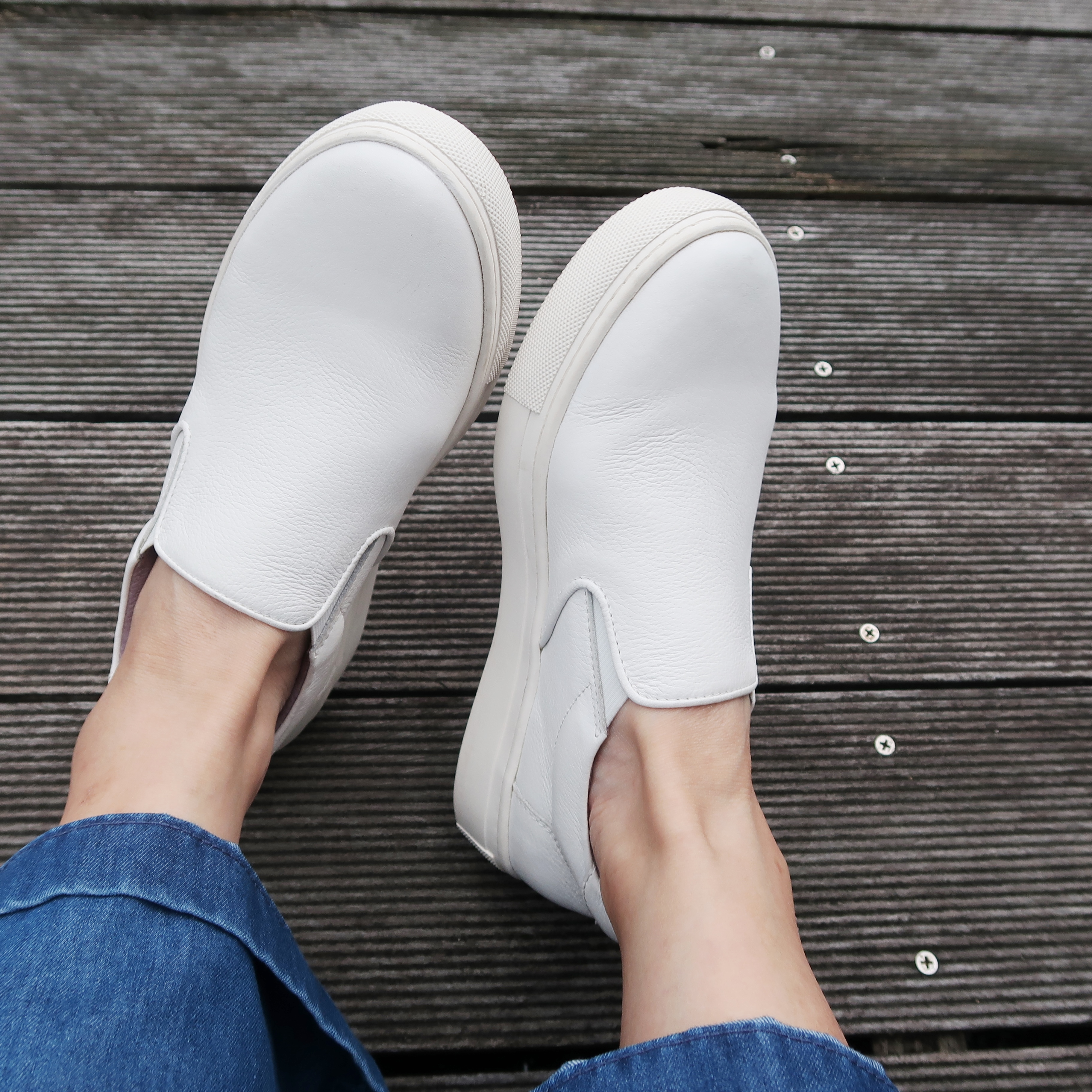 【慵懶沙發】MIT台灣製造牛皮羊皮休閒樂福懶人鞋板鞋手工鞋