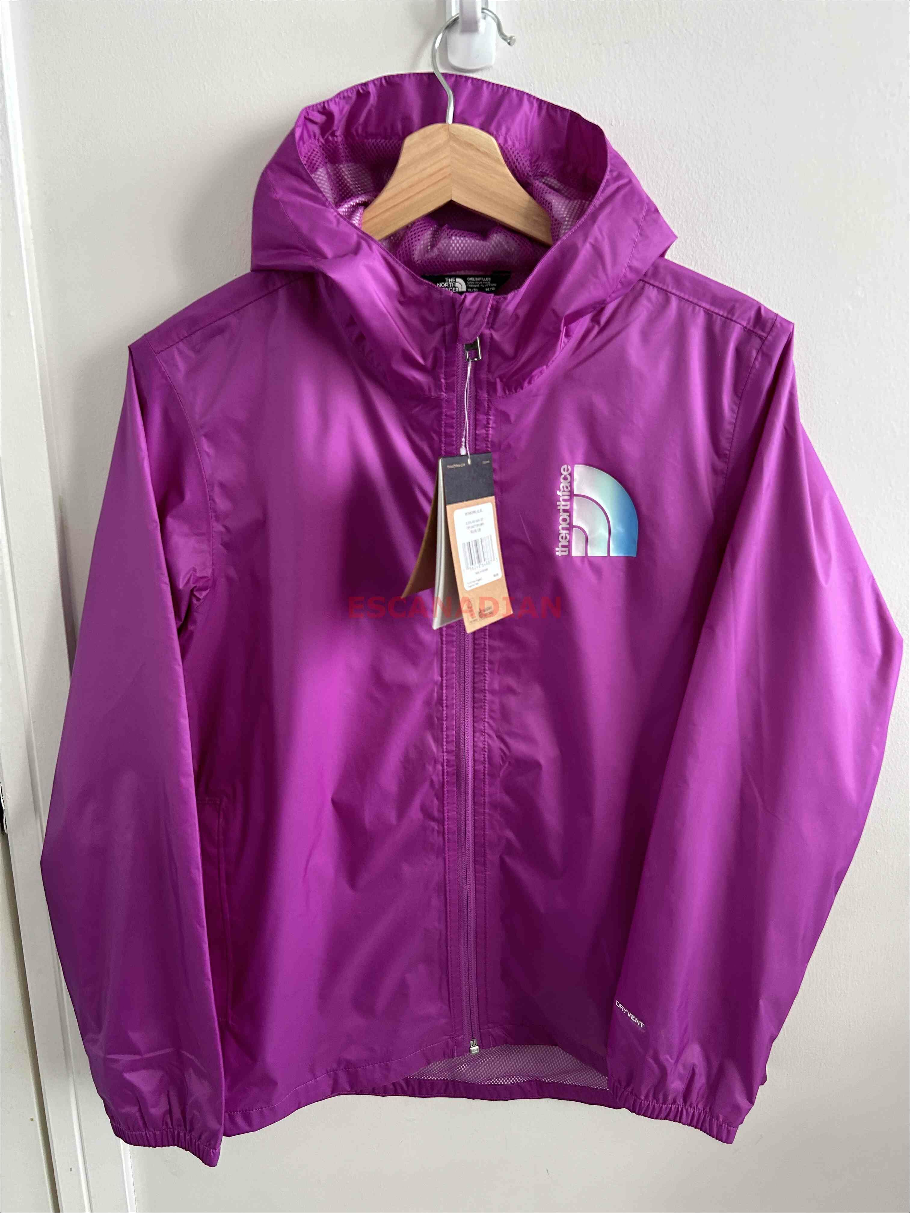 THE NORTH FACE 女大童 ZIPLINE 防水 防風 內裡網眼 連帽 風衣外套