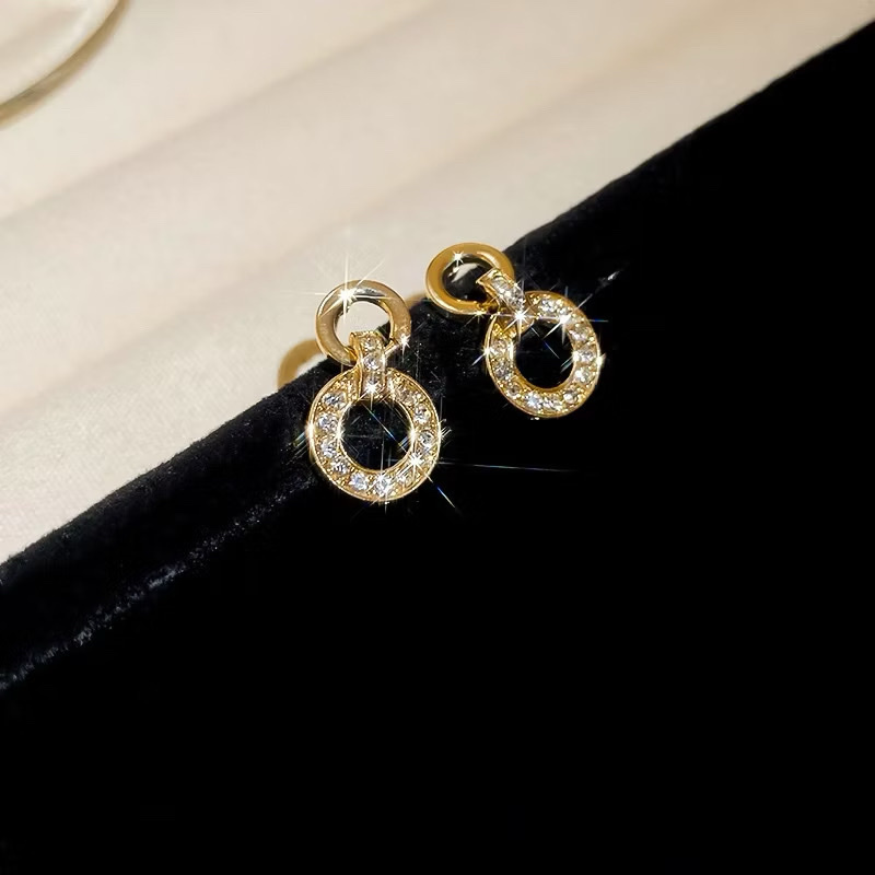 gold金鑽圓圈扣耳墜釘