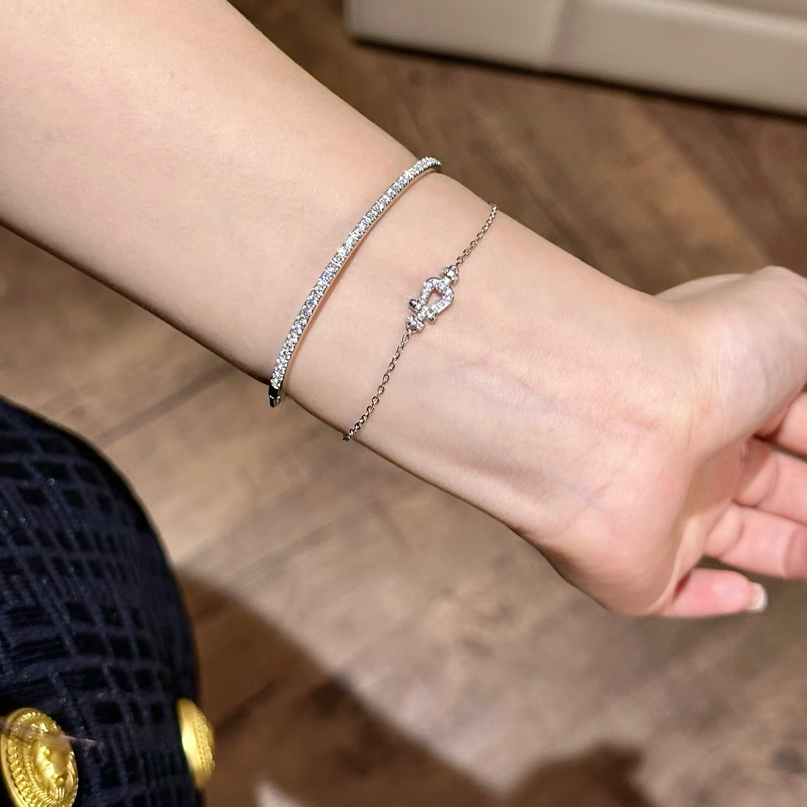 personalized F”高奢馬蹄釦mini滿鑽定製手鍊