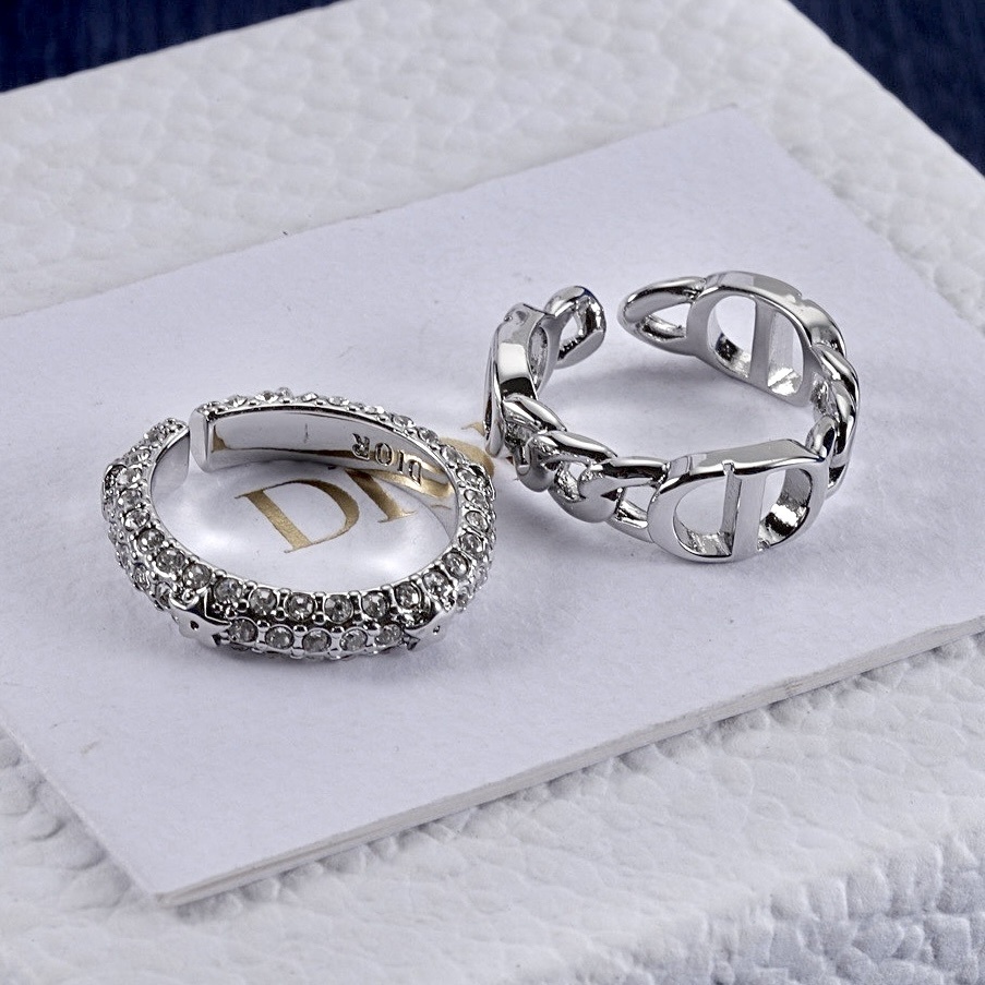 18k CD”滿天星鑽星空字母定製開口戒set