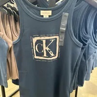 [S] CALVIN KLEIN COTTON CONTOUR RIB LOGO GRAPHIC TANK,NAVY, SP47599691-40WK939410 (SCK562)
