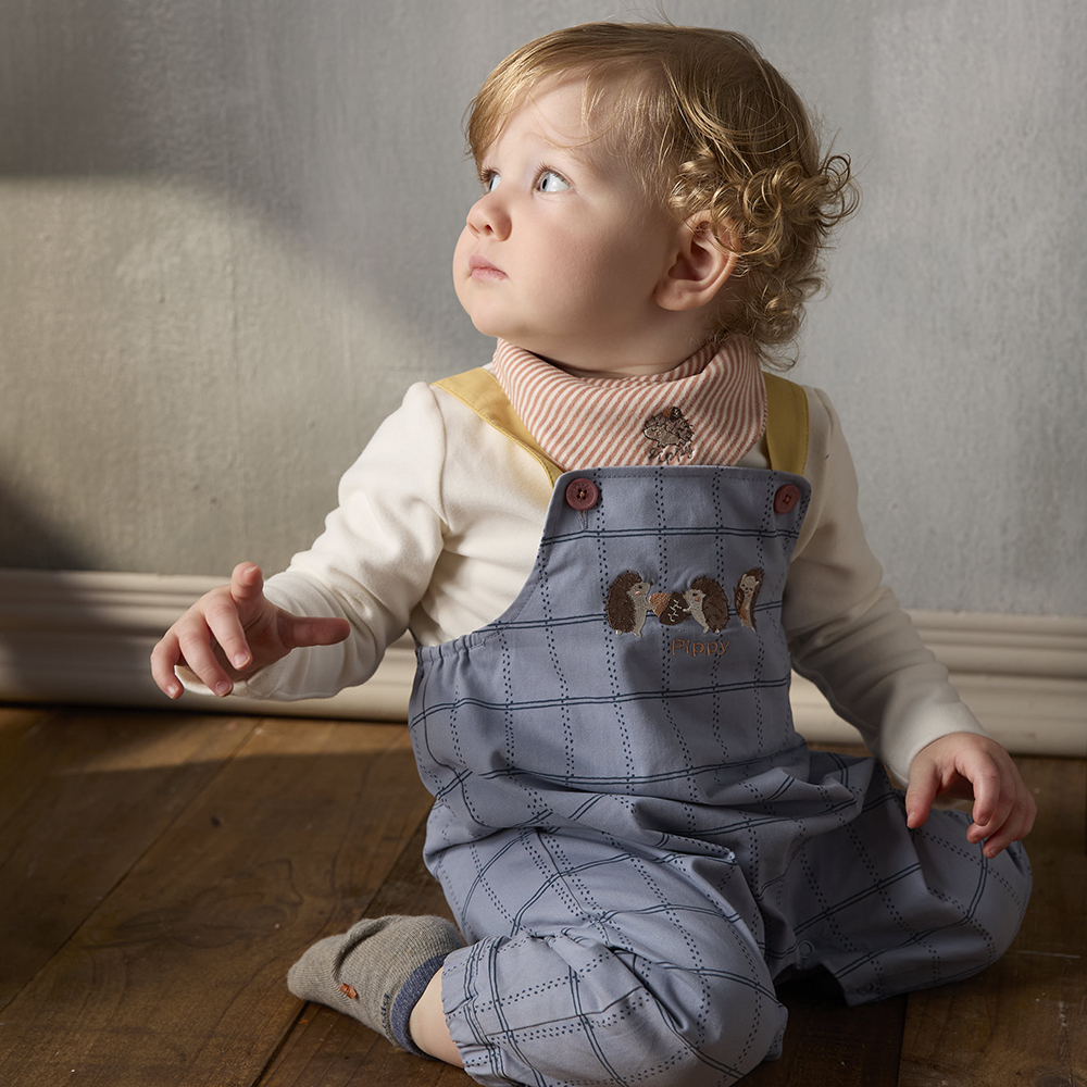 PIPPY小刺蝟棉質吊帶褲4件組禮盒 藍