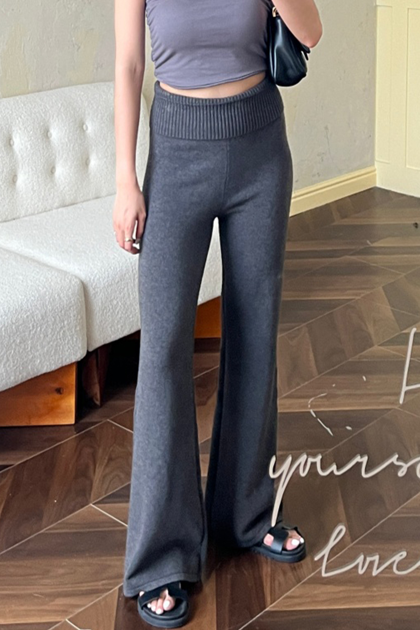 針織腰反折喇叭修身褲*5色