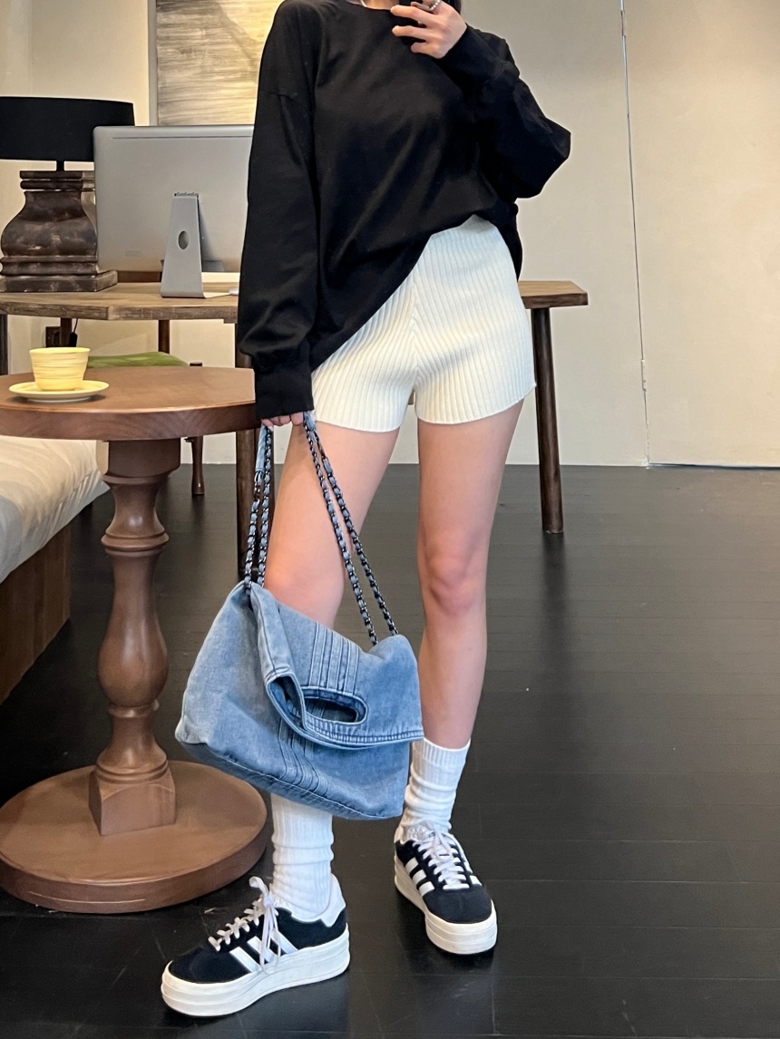 坑紋針織短褲*5色