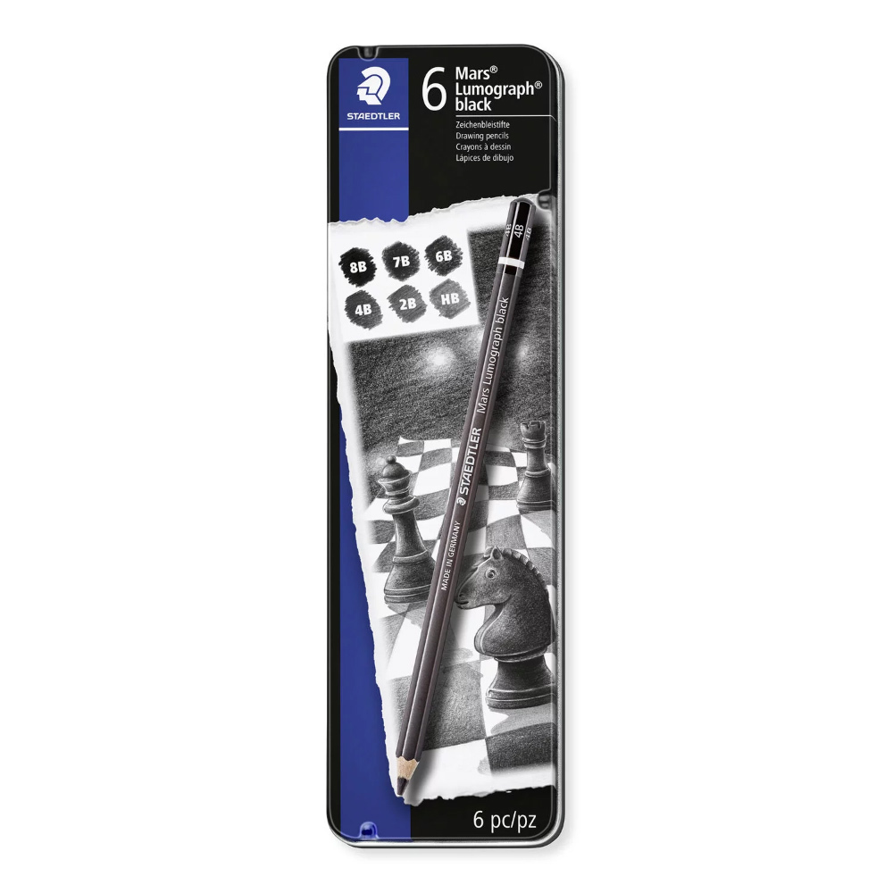 【STAEDTLER 施德樓】黑桿專業素描專用鉛筆6入 MS100 B-G6