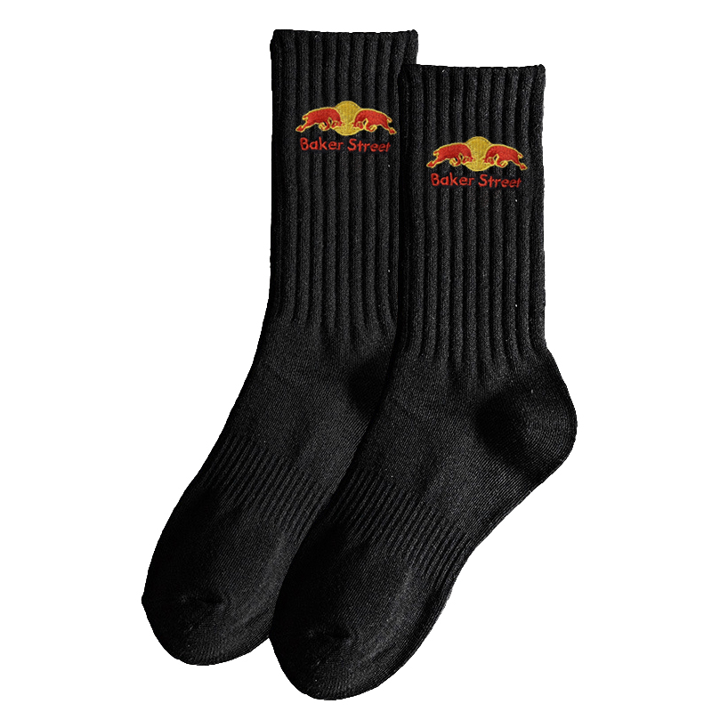 刺繡款 紅駝中筒襪