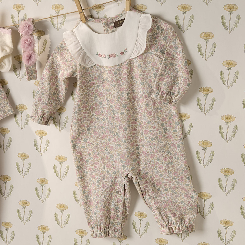 PIPPY優雅經典碎花包屁衣３件組禮盒 粉