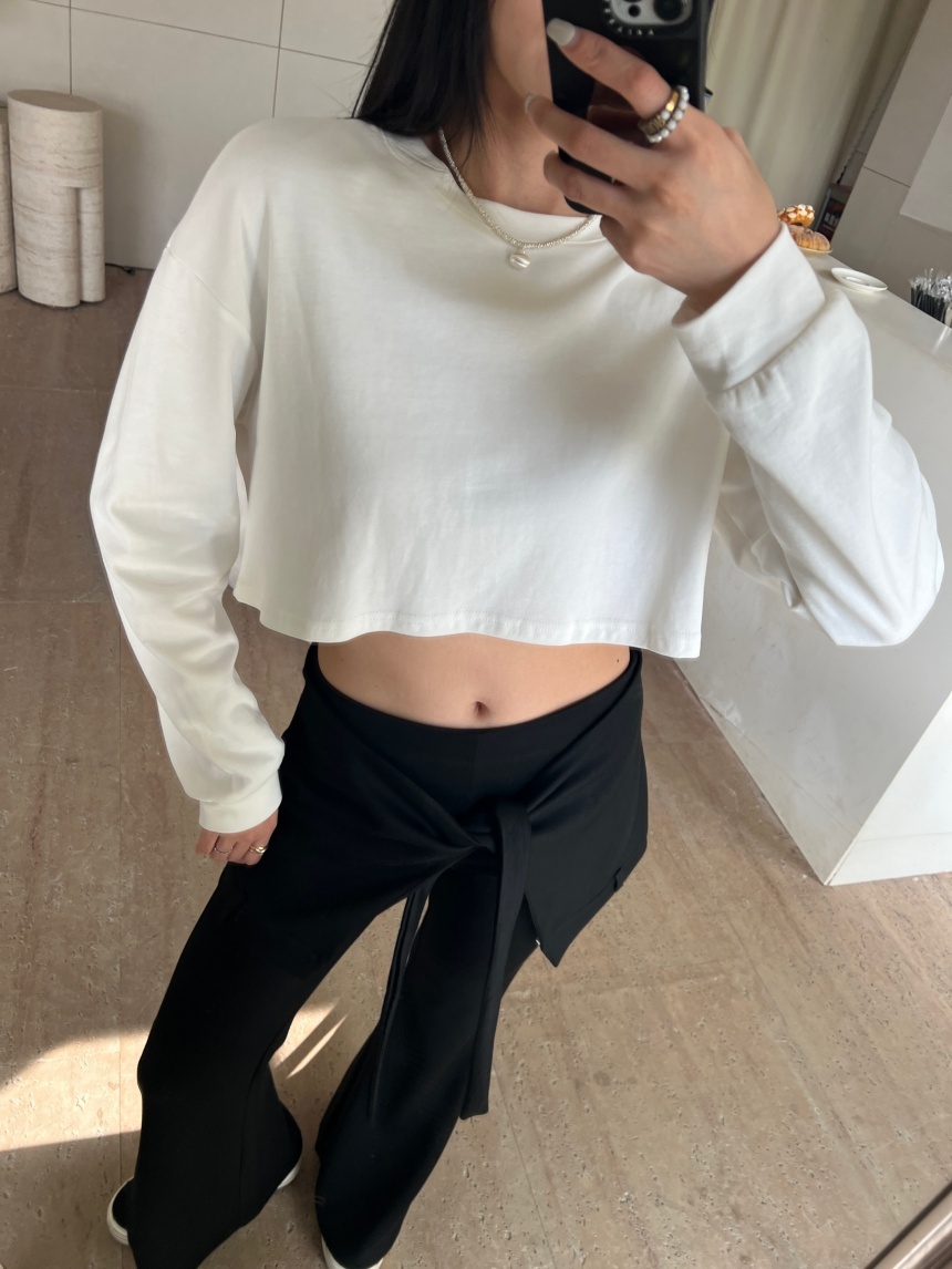 棉質長袖圓領短版T*6色