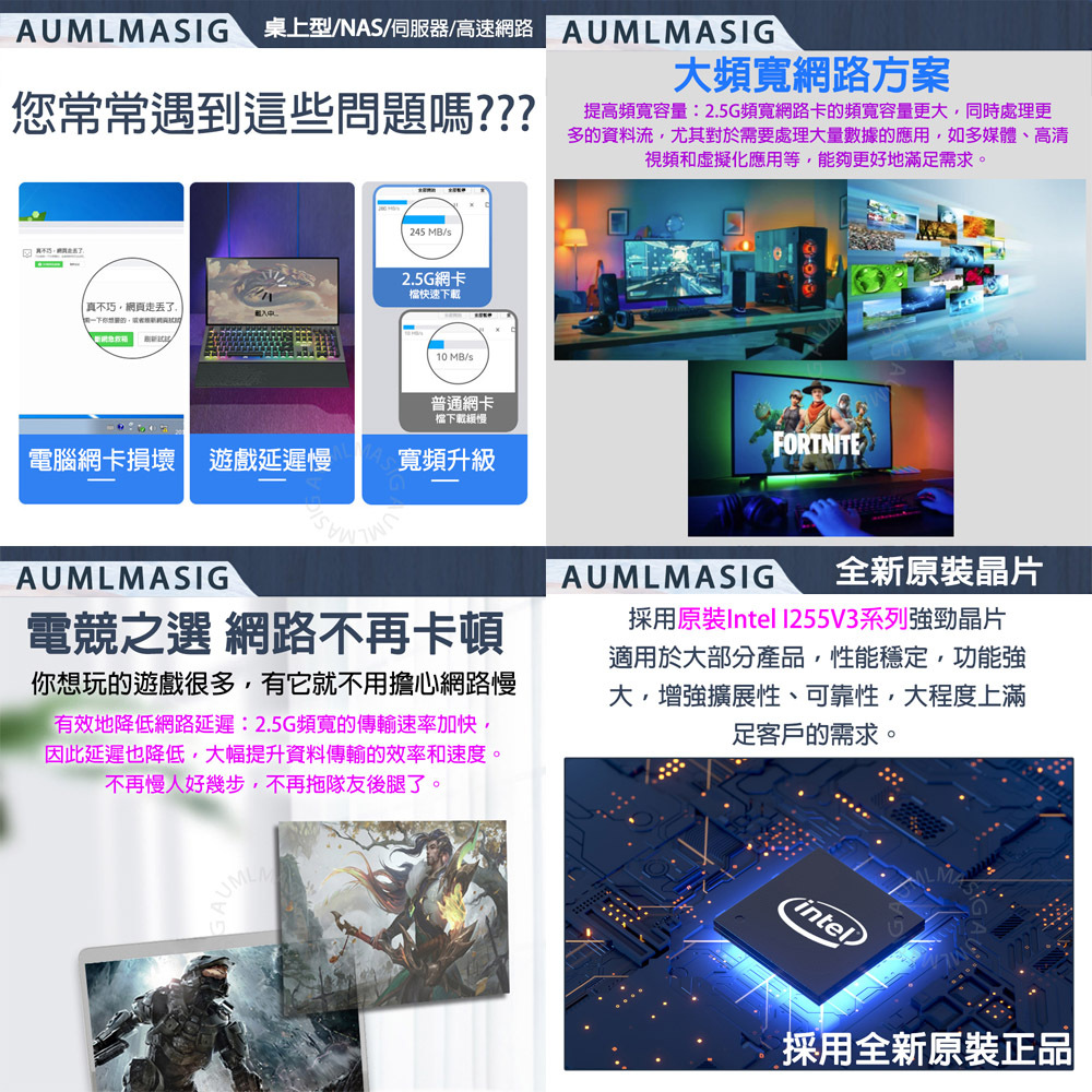 AUMLMASIG 1 PORT 2.5GbE network interface card intel 2.5GBPS I225 網路介面卡 桌上型電腦2.5GGBPS 高速網卡 獨立網卡