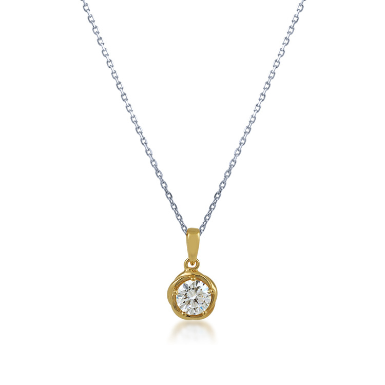 925純銀「焦點」14K金色項墜+贈白鋼項鍊-SDP0067