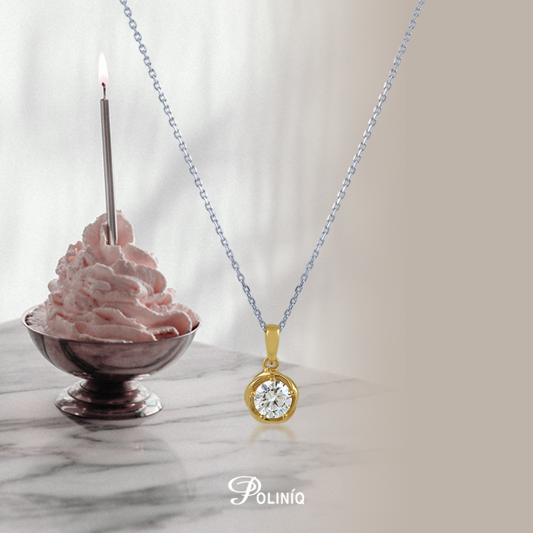 925純銀「焦點」14K金色項墜+贈白鋼項鍊-SDP0067