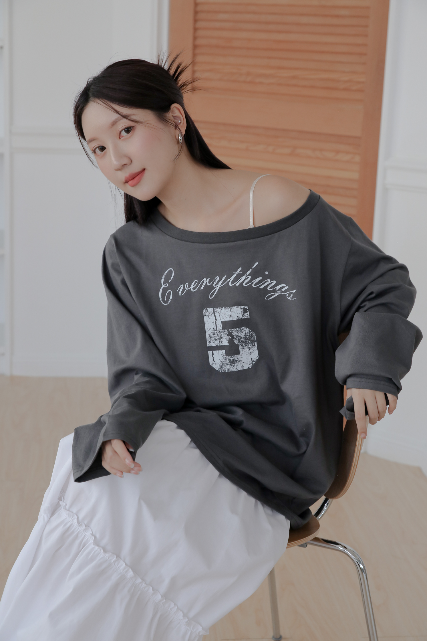 Five Off Shoulder Tee #長袖
