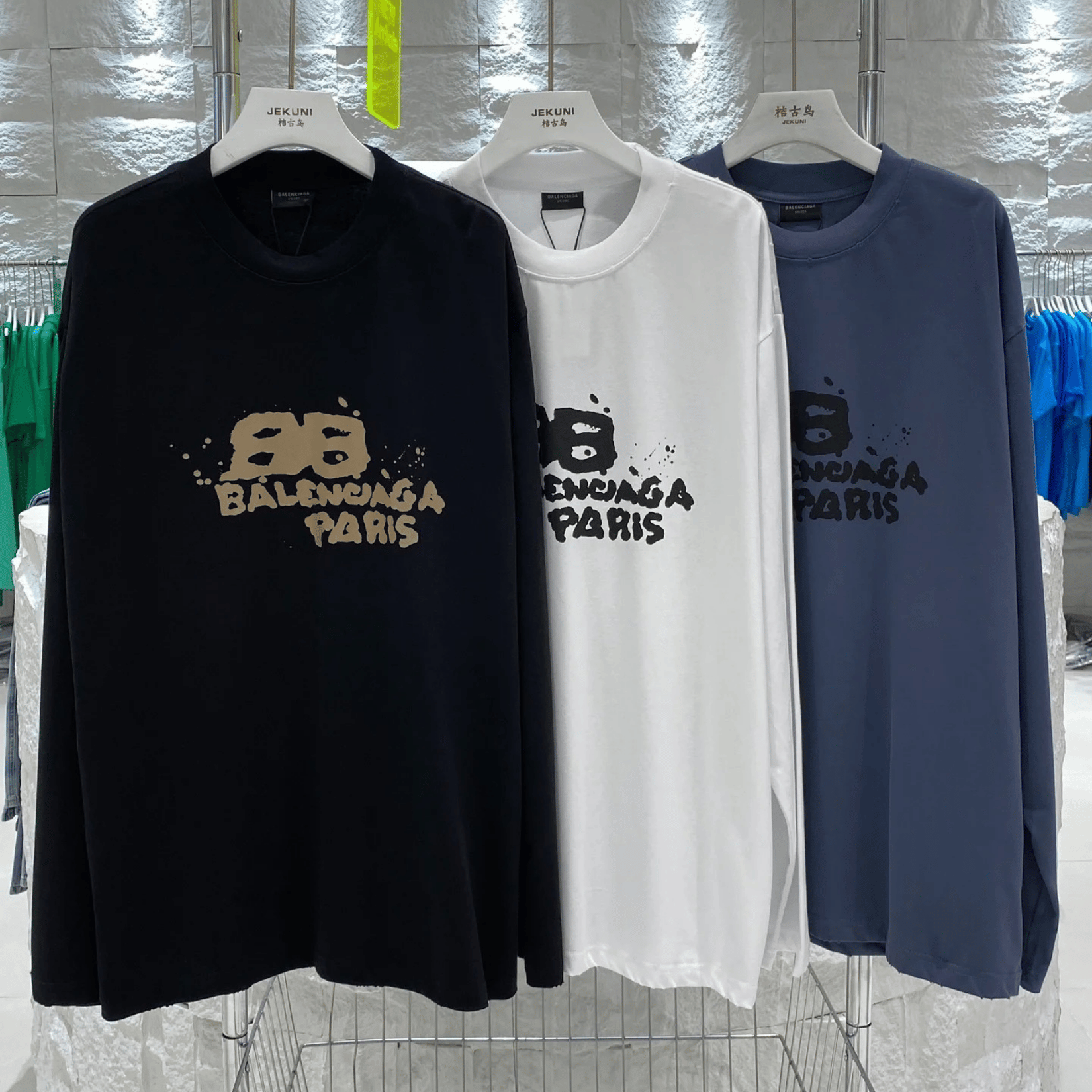 【NICE 歐美日韓代購】24SS Balenciaga 巴黎世家 上海經銷商🔥經典BB 水彩手繪logo長袖 長T 大學T 塗鴉