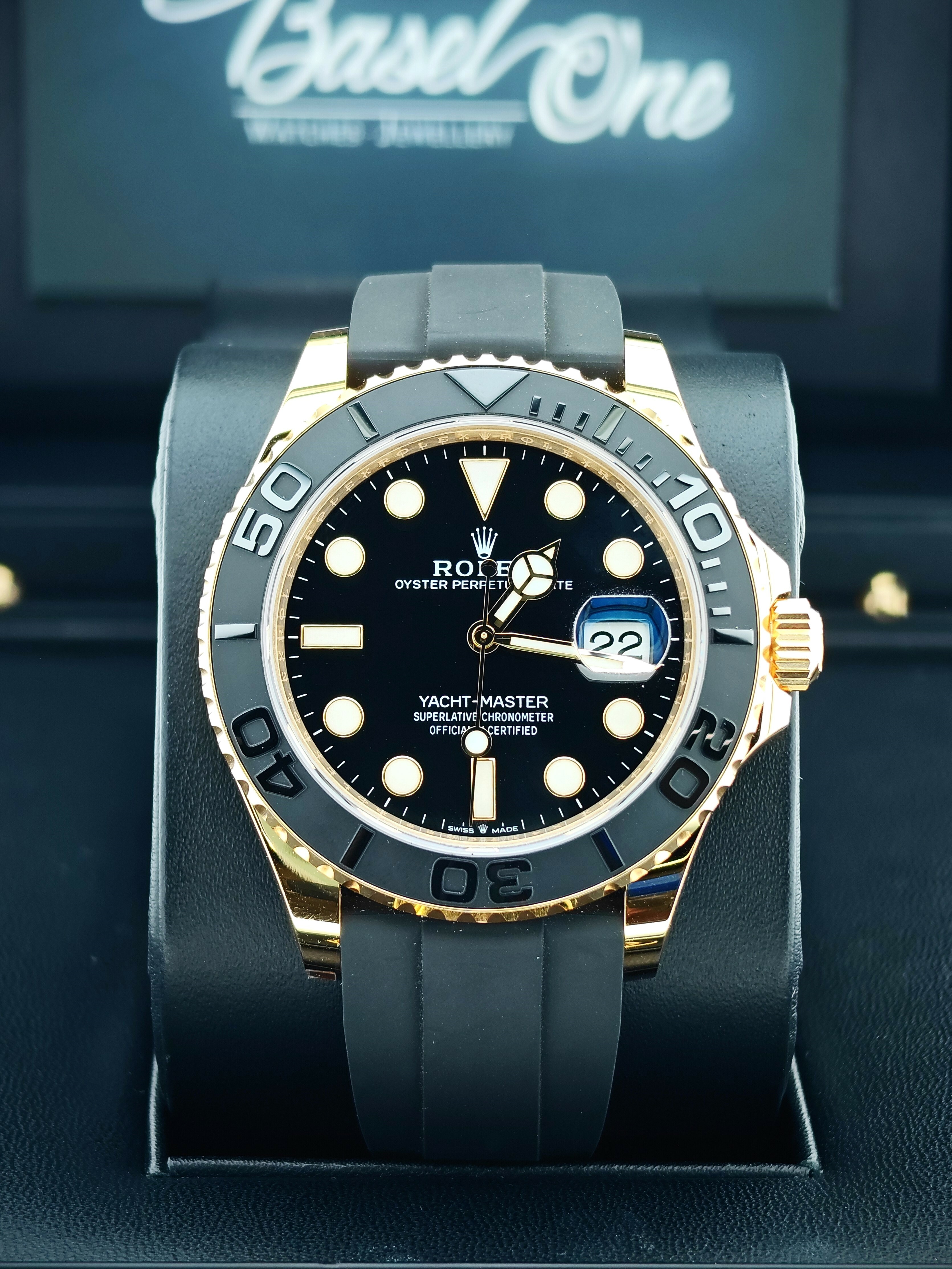 BRAND NEW ROLEX 226658 YACHT-MASTER YELLO GOLD WITHE RUBER STRAP 42MM