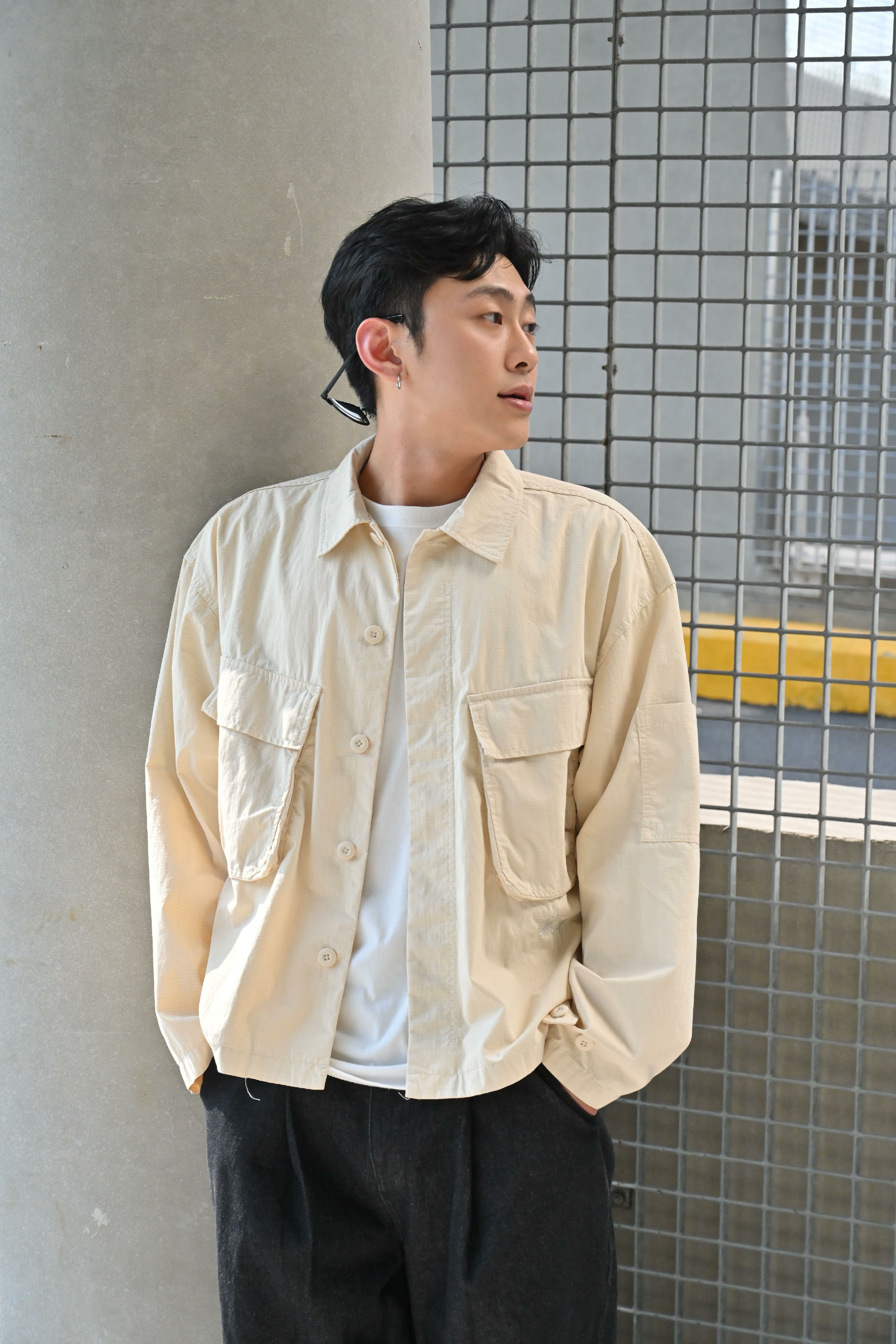 【零碼】STUSSY MILITARY LS OVERSHIRT 襯衫外套 米白 1110321BONE