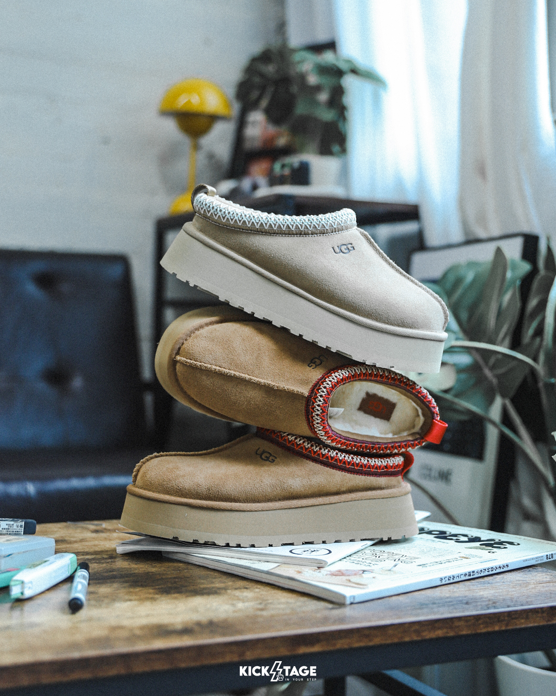 女鞋 UGG W Tazz II 沙色 栗子棕 絨面革 圖驣 麂皮 復古 厚底 羊皮襯裡 毛拖 拖鞋 穆勒鞋【UG1174471/UG1122553】