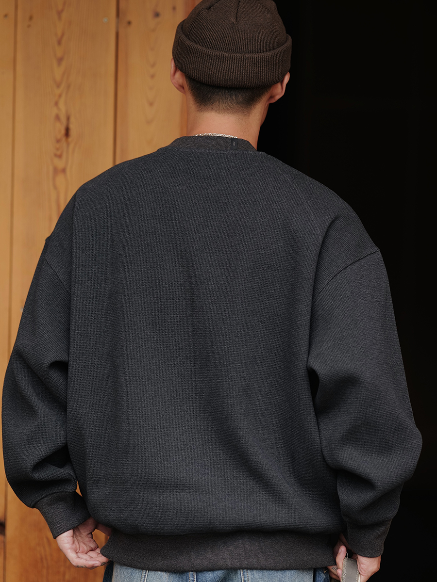 #預購 UNBENT 24 AW 日系復古 刺繡重磅 華夫格圓領衛衣 四色