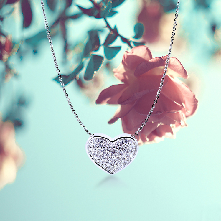 925純銀「心動 」 滿鑽款項墜+贈白鋼項鍊 (特價1,000元)-ADSWP0071