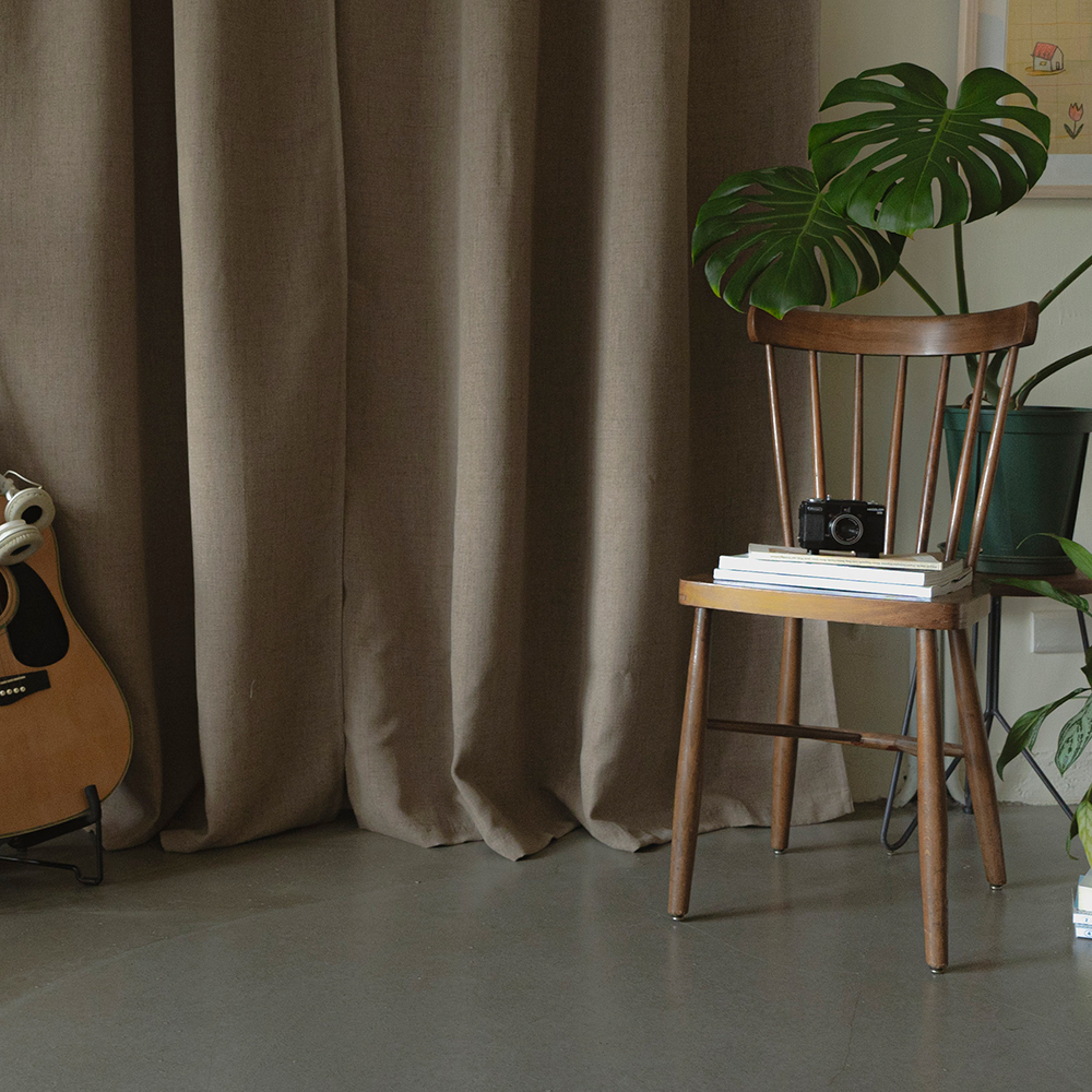 遮光亞麻布簾｜卡其