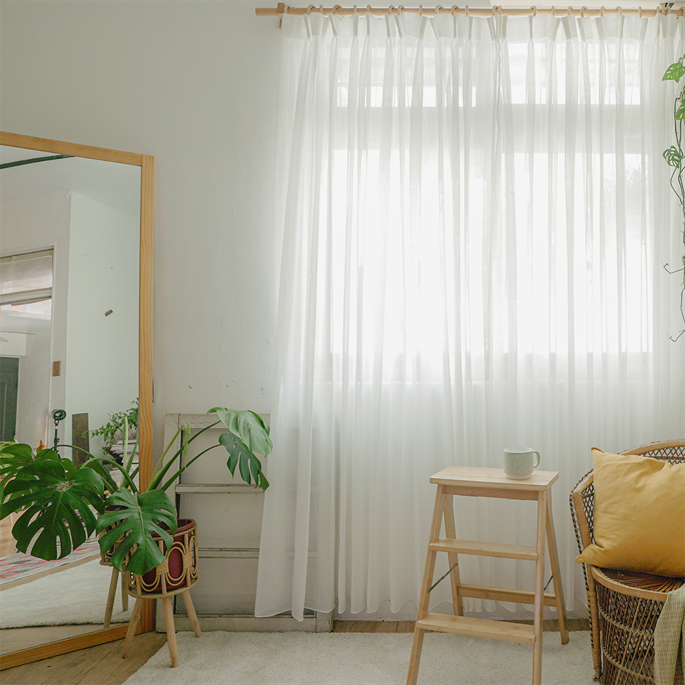 竹節紗簾｜白