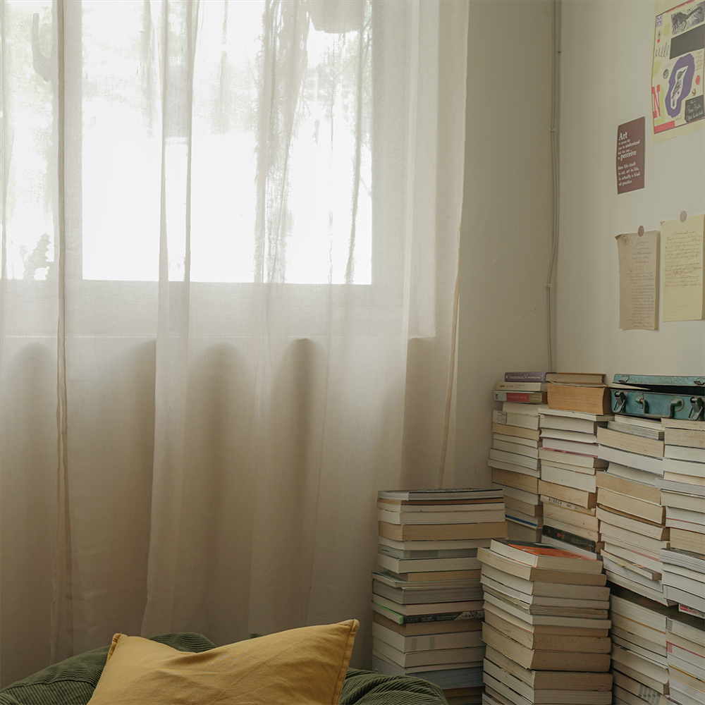 竹節紗簾｜米杏