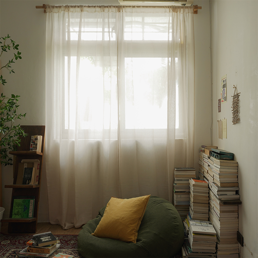 竹節紗簾｜米杏