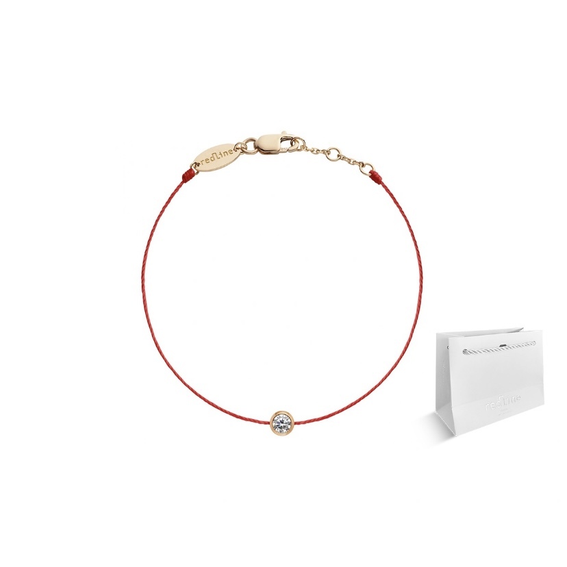 REDLINE 0.10 Ct Diamond 18K 巴黎紅繩 圓形鑽石白金繩 手鏈