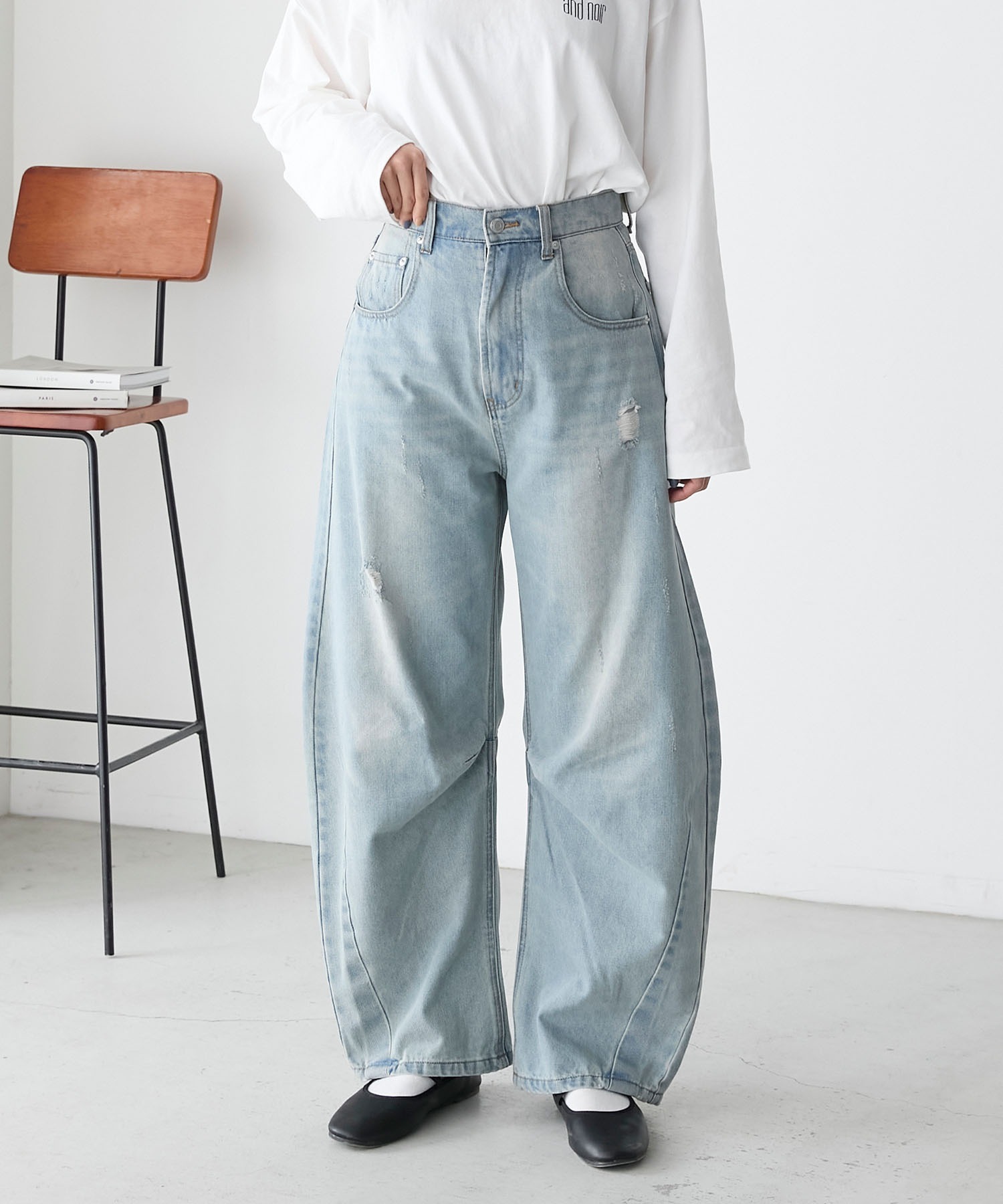 🇯🇵 FORKSY. 錐形褲 牛仔褲 寬褲 長褲 刷破 / 預購