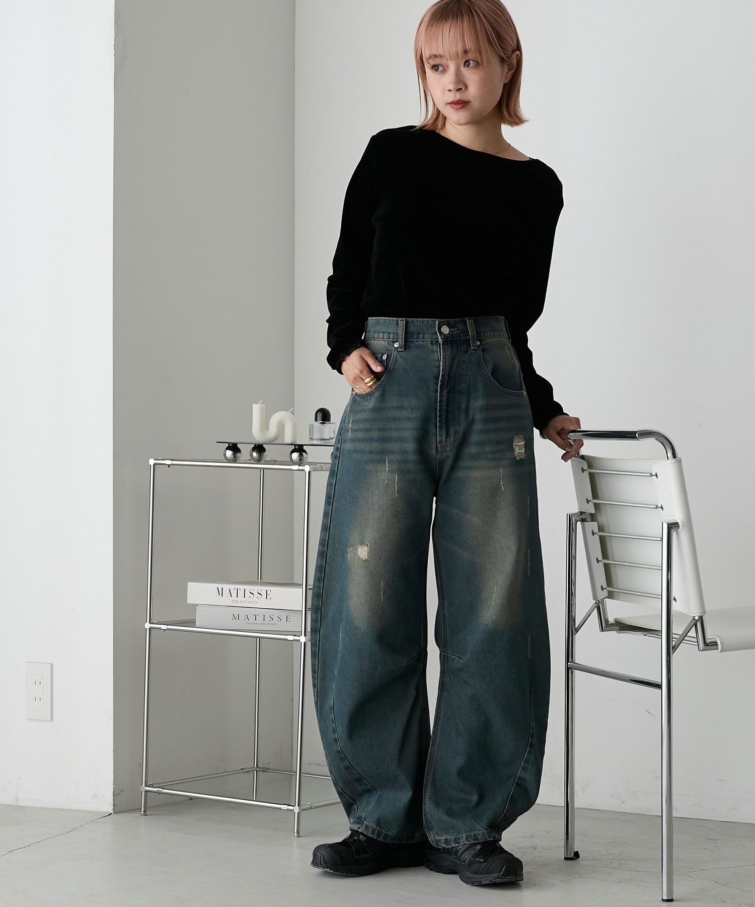 🇯🇵 FORKSY. 錐形褲 牛仔褲 寬褲 長褲 刷破 / 預購