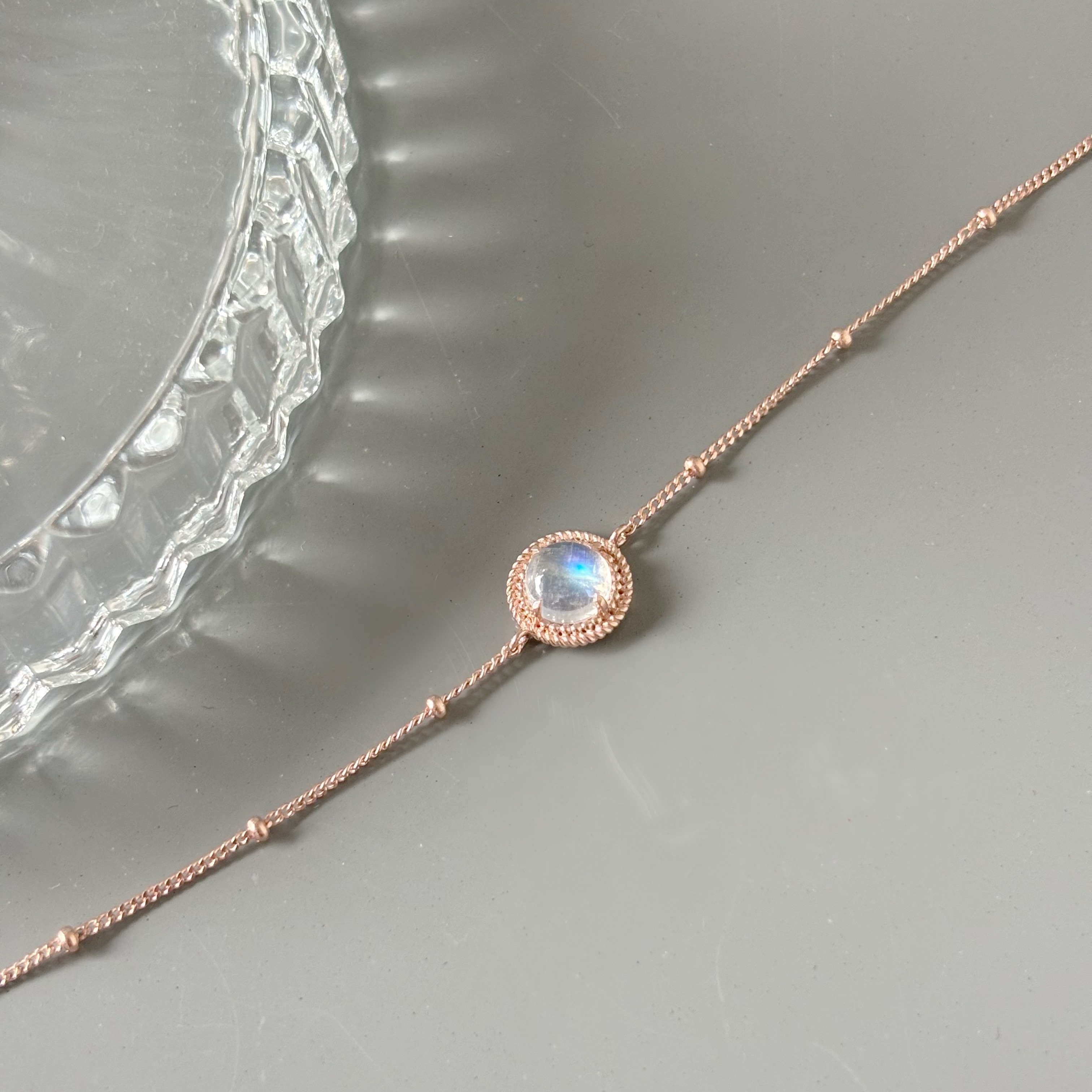 雙層麻花滾邊月光石細珠手鍊