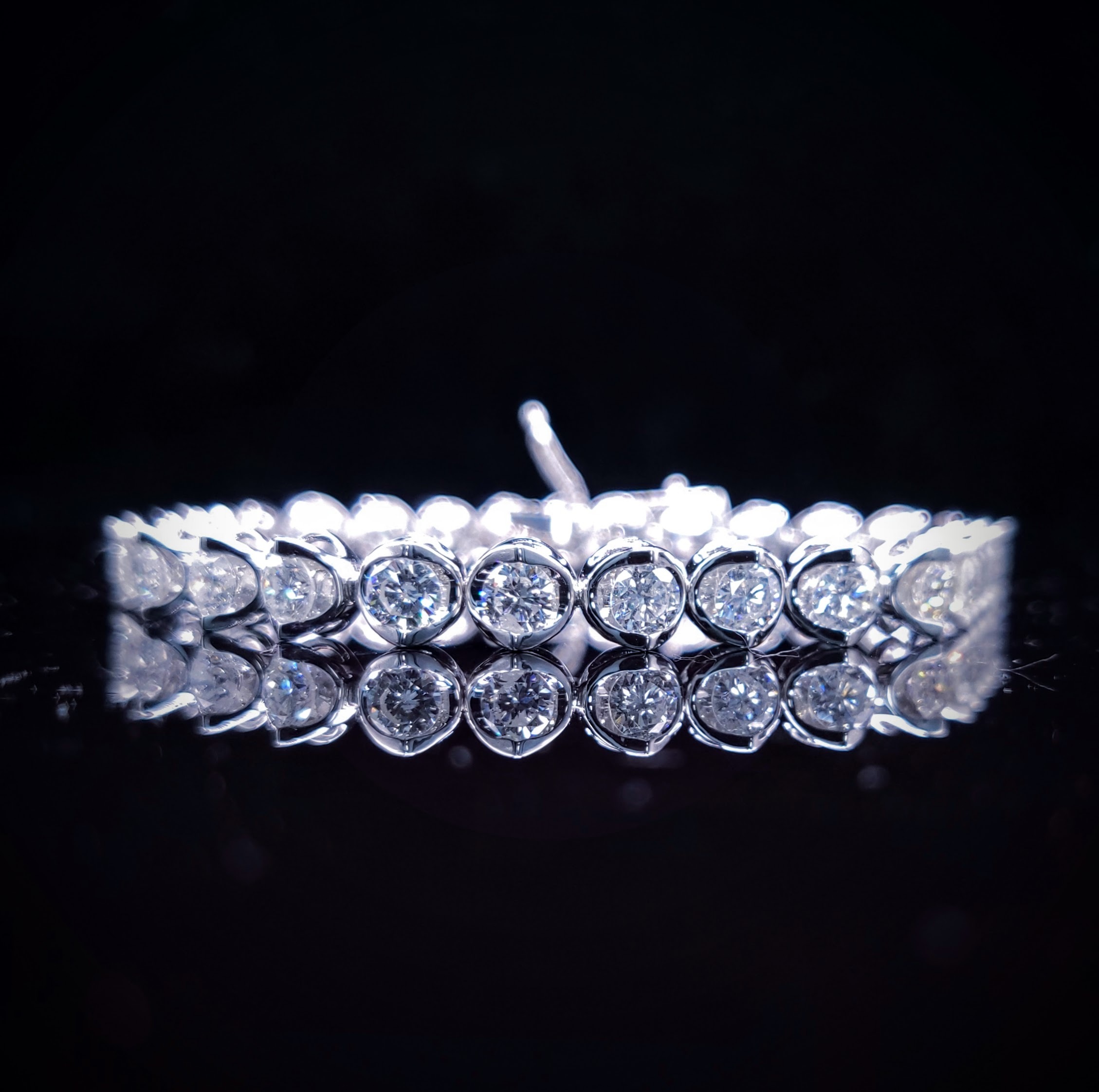 全新18K白金5卡62份鑽石手鍊