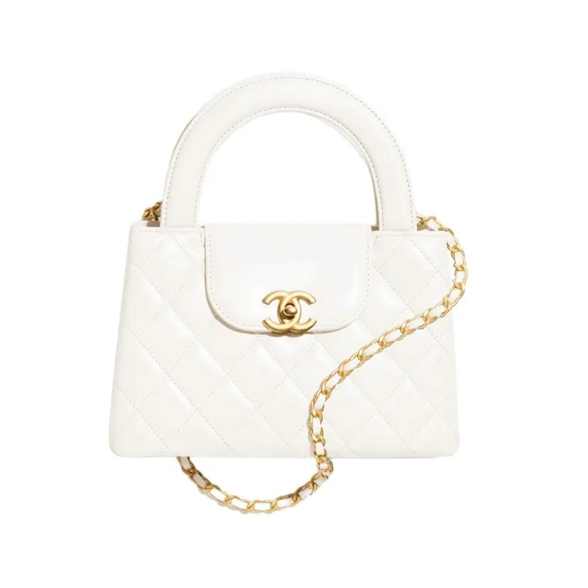 CHANEL 24P Kelly 迷你購物袋 手袋 皺褶小牛皮和金色金屬