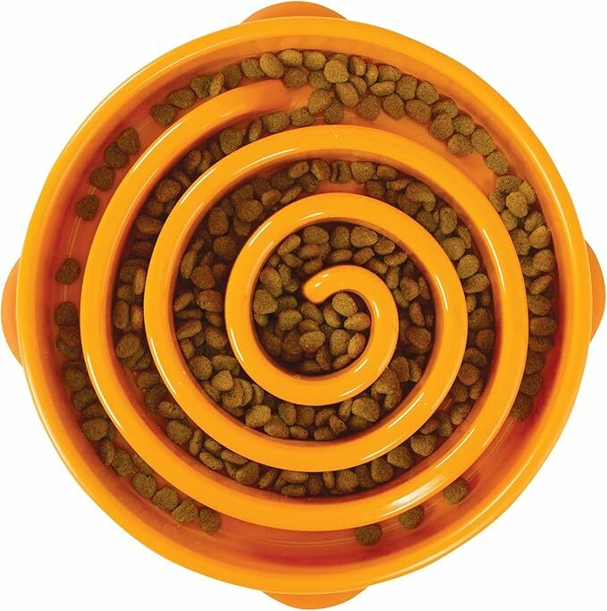 10倍慢速好玩慢食碗－橙色螺旋形食碗（大）