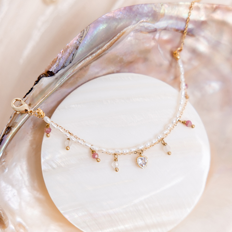 十月誕生石 • 薔薇 • 愛的誓言 – 珍珠粉碧璽 – 手鍊