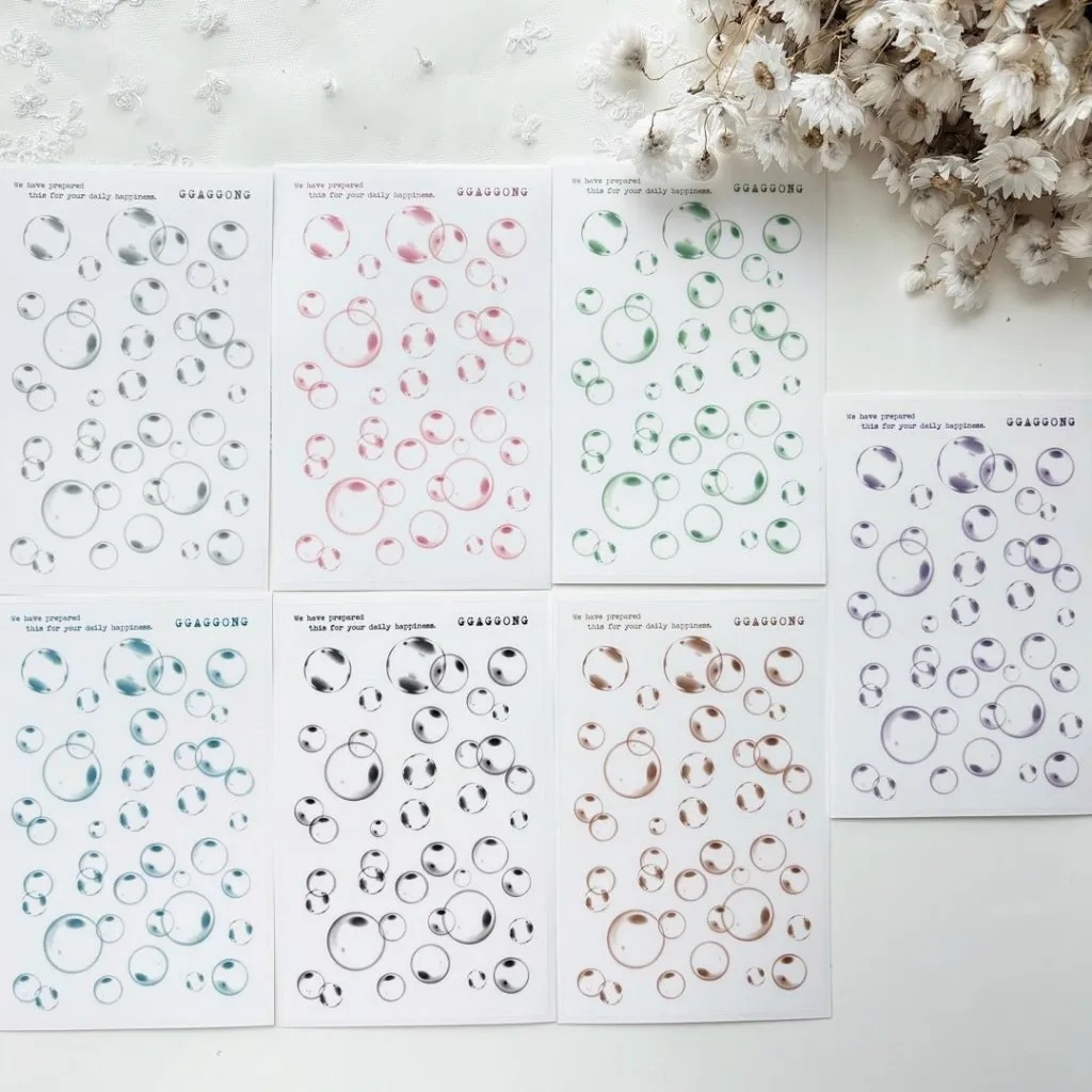 韓國 ggaggong．泡泡手帳霧面貼紙包 共七色/組合包