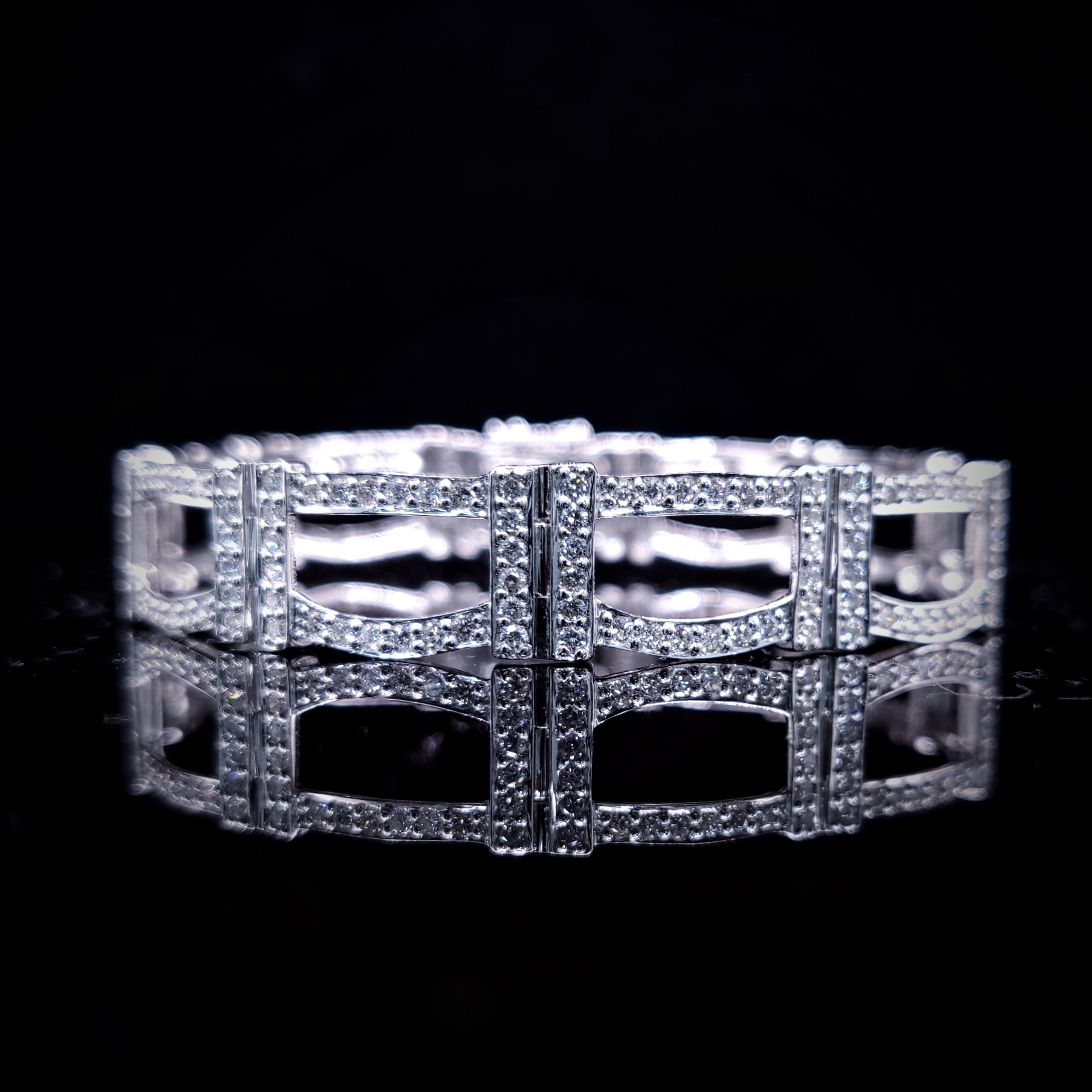 全新18K白金1卡3份鑽石手鍊