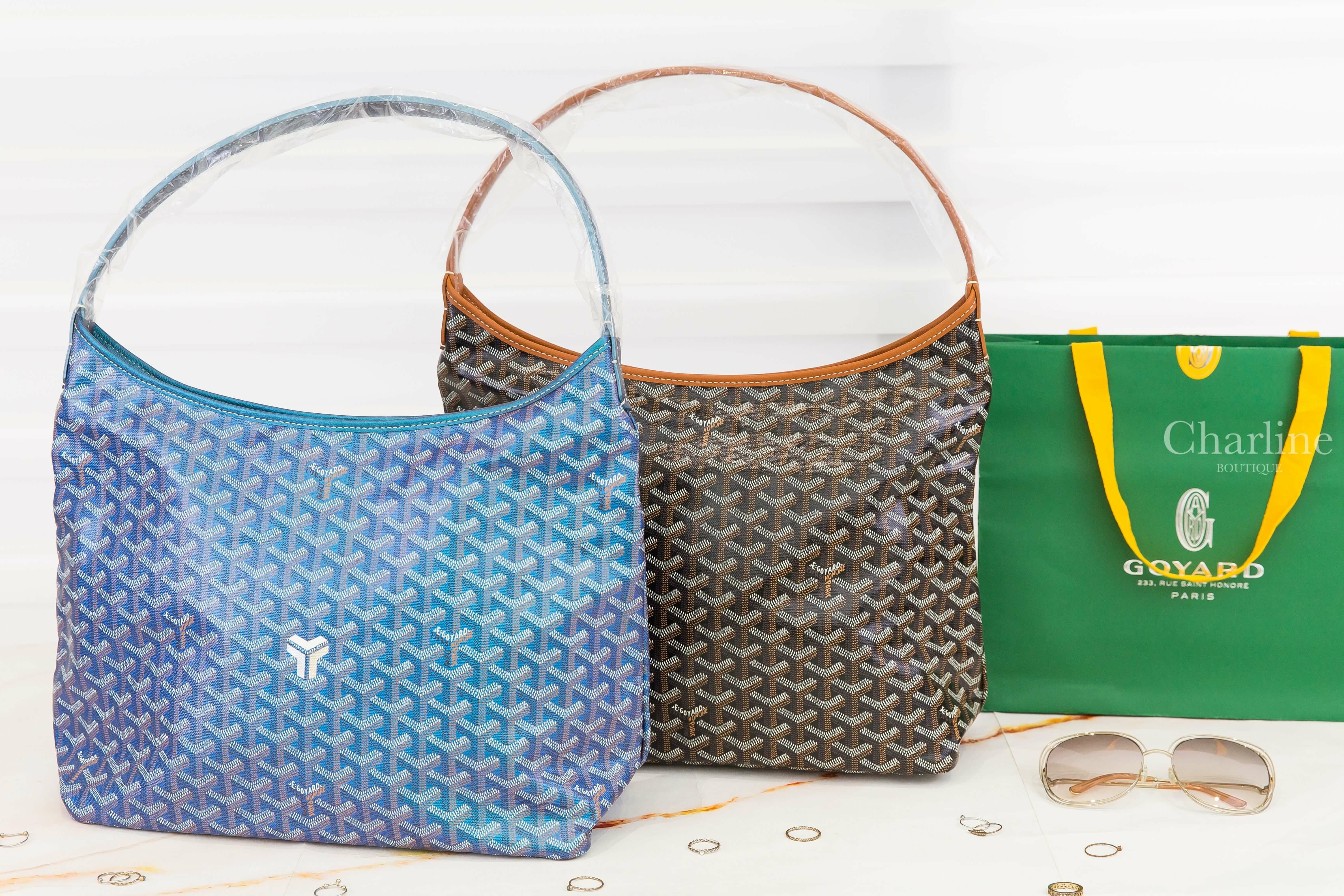 Goyard Bohème Hobo Bag 2024 限定色珠光藍小牛皮手提肩背包,Goyard Bohème Hobo Bag 黑色拼咖啡色滾邊手提肩背包-Charline Boutique 精品代購