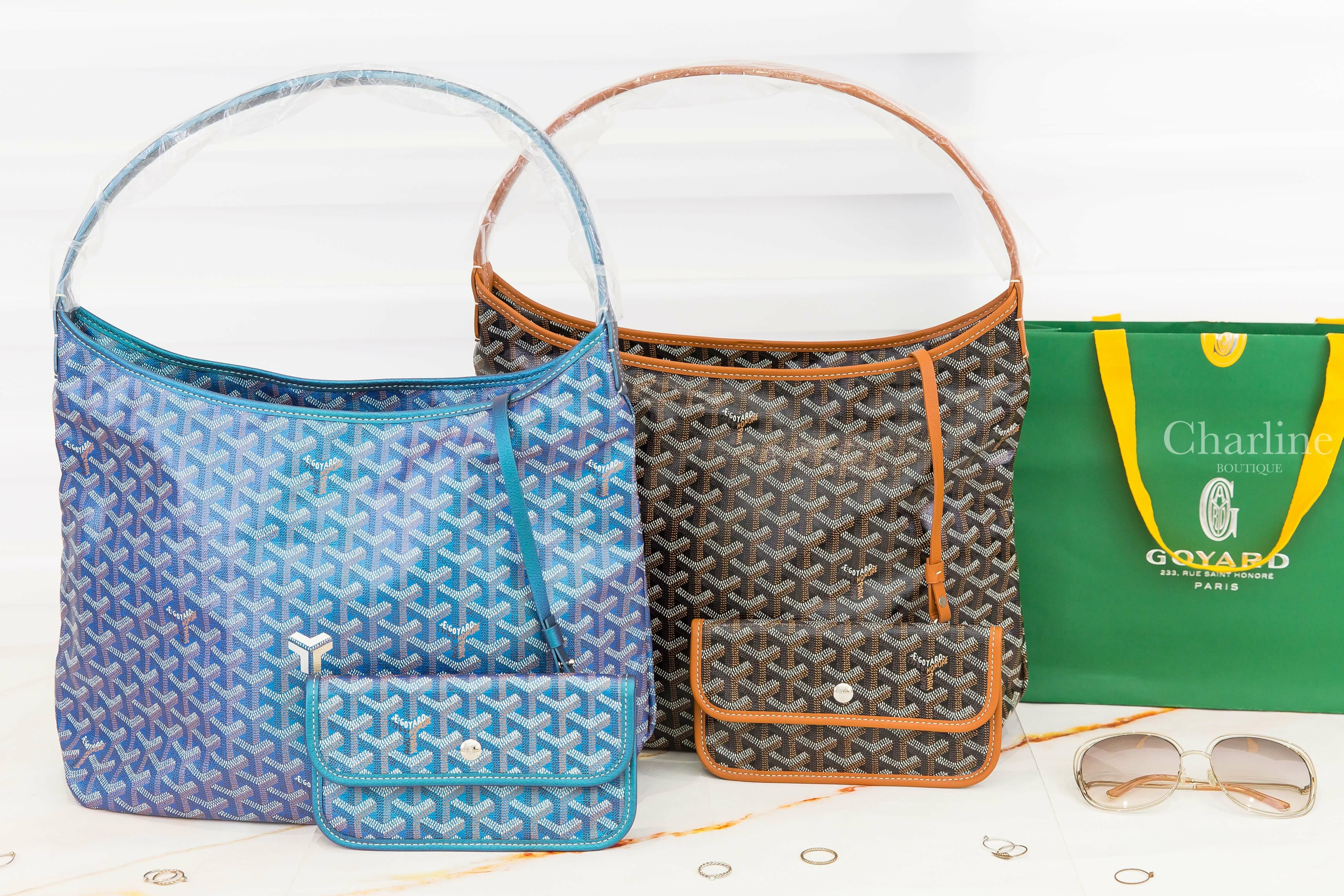 Goyard Bohème Hobo Bag 2024 限定色珠光藍小牛皮手提肩背包,Goyard Bohème Hobo Bag 黑色拼咖啡色滾邊手提肩背包-Charline Boutique 精品代購