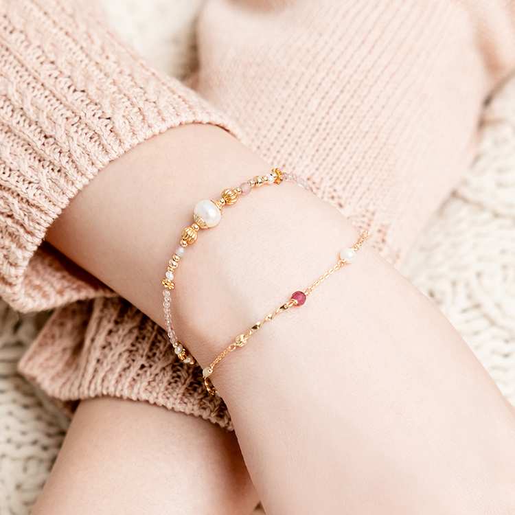 十月誕生石 • 孔雀草 • 愛的契約 – 粉碧璽 – 手鍊