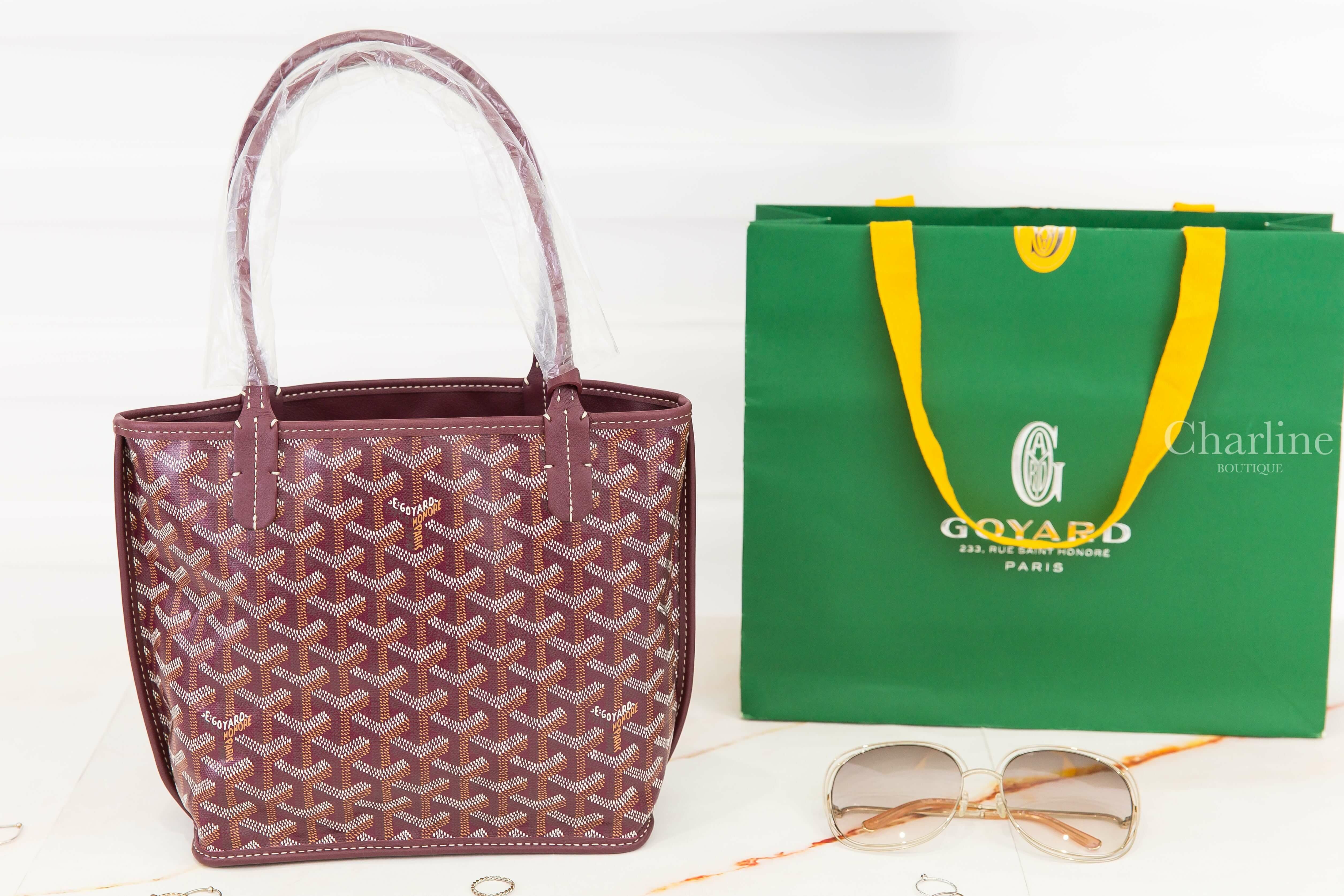 Goyard Anjou Mini Bag 勃根地酒紅色勃根地酒紅提把迷你無拉鍊托特包-Charline Boutique 精品代購
