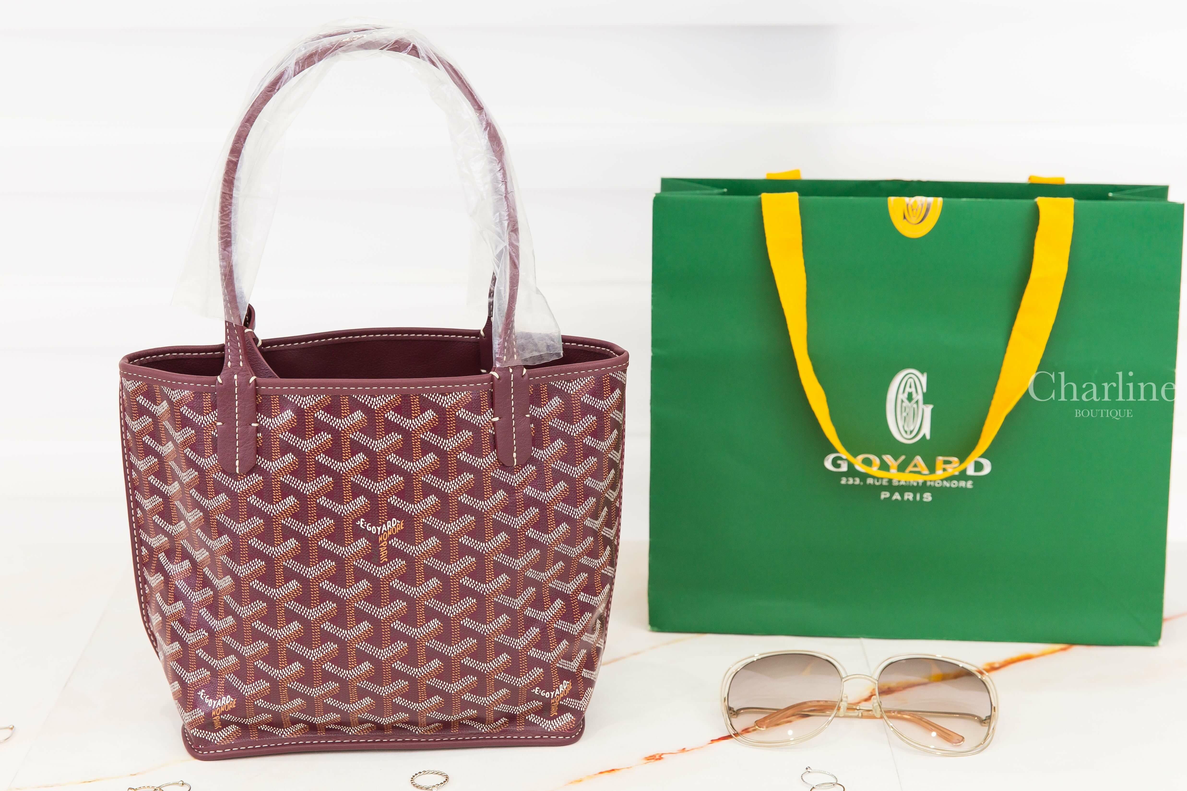 Goyard Anjou Mini Bag 勃根地酒紅色勃根地酒紅提把迷你無拉鍊托特包-Charline Boutique 精品代購