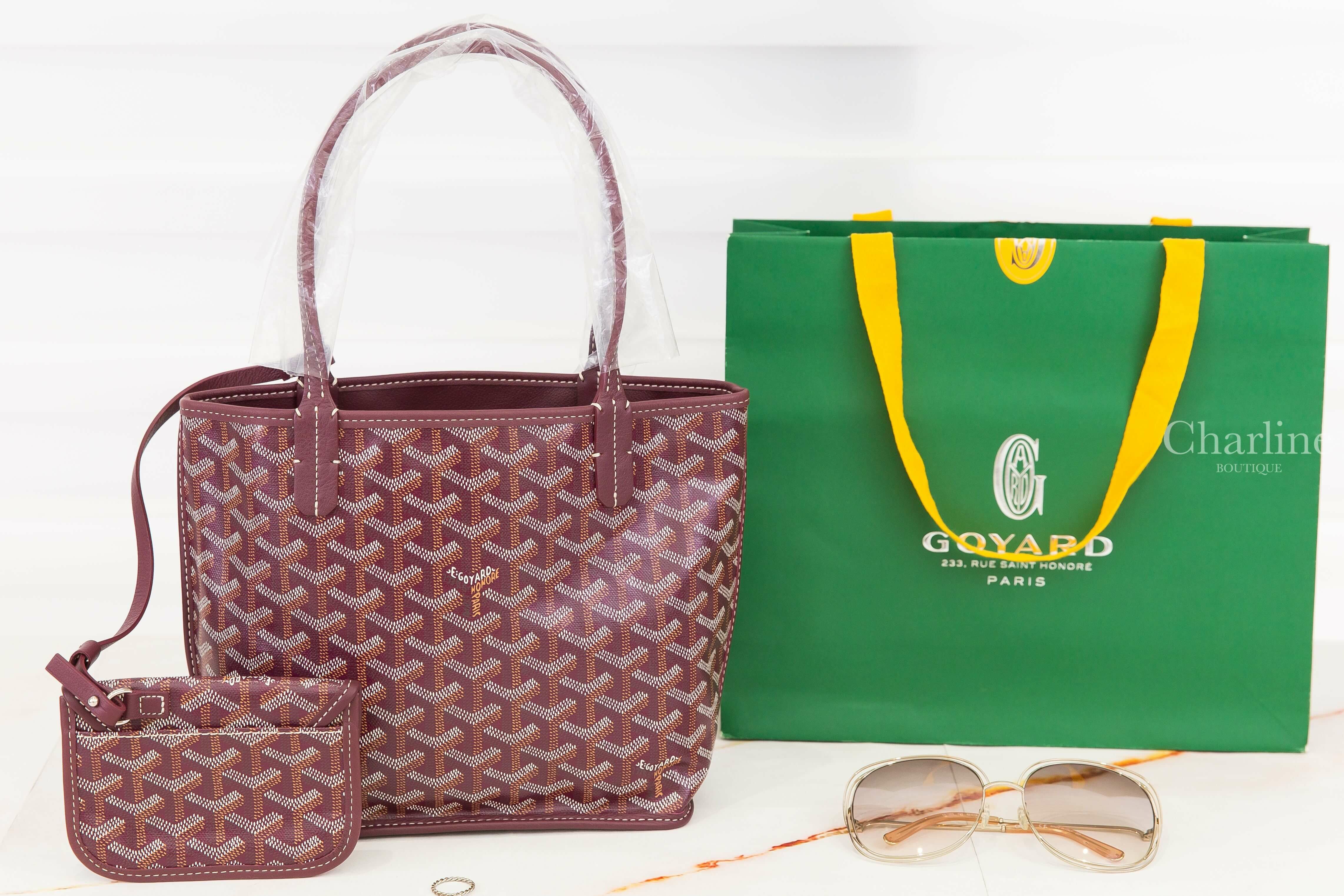 Goyard Anjou Mini Bag 勃根地酒紅色勃根地酒紅提把迷你無拉鍊托特包-Charline Boutique 精品代購