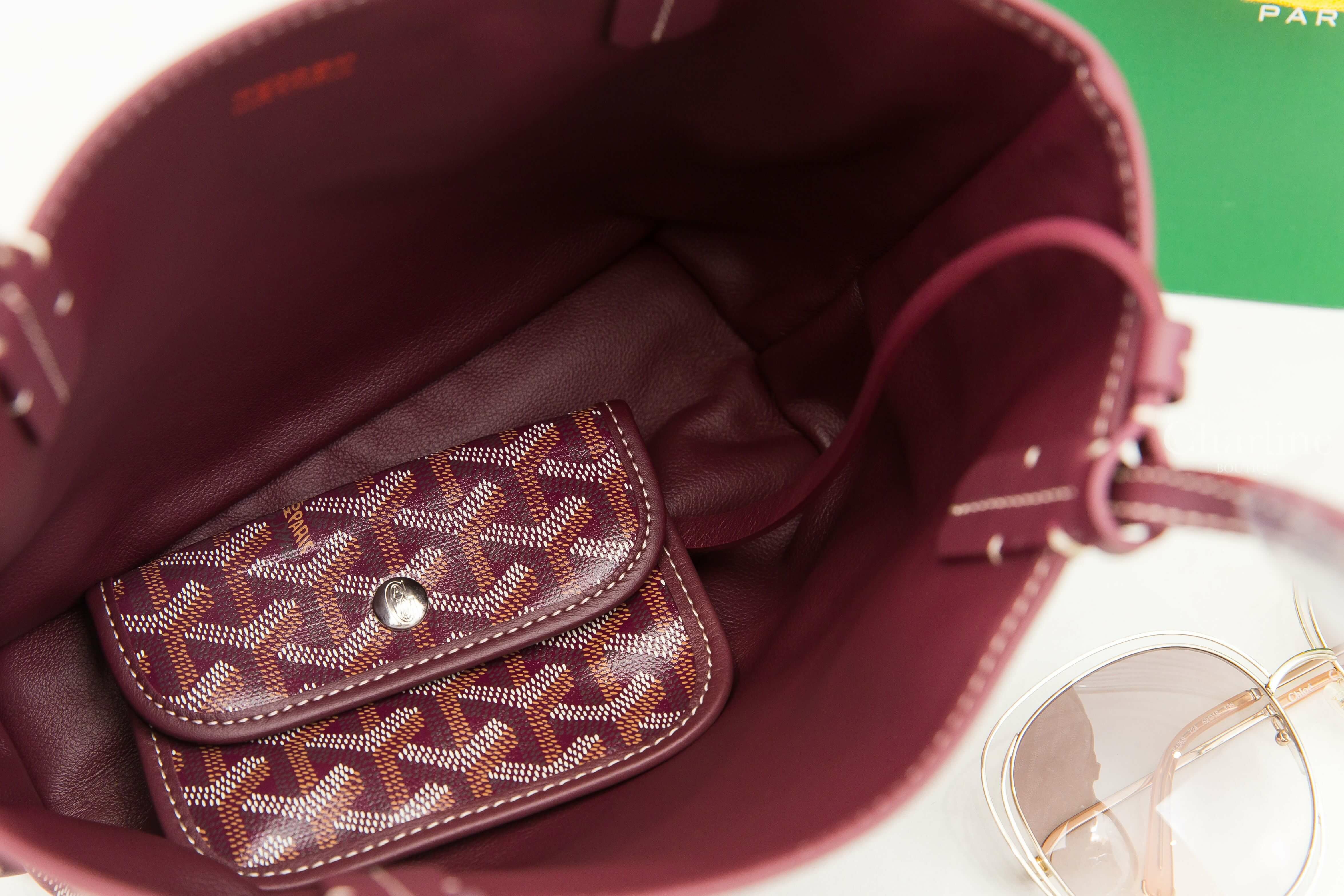Goyard Anjou Mini Bag 勃根地酒紅色勃根地酒紅提把迷你無拉鍊托特包-Charline Boutique 精品代購