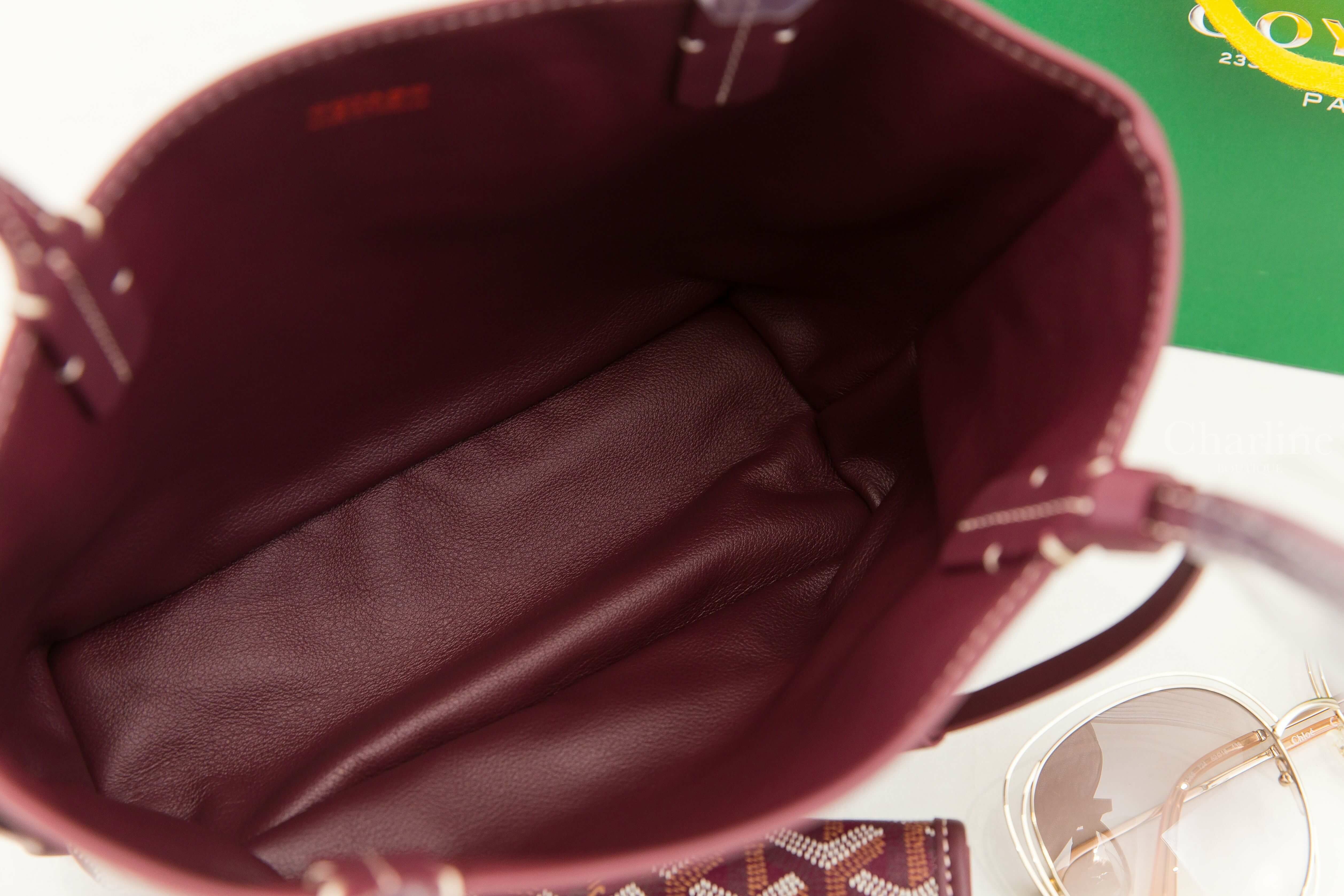 Goyard Anjou Mini Bag 勃根地酒紅色勃根地酒紅提把迷你無拉鍊托特包-Charline Boutique 精品代購